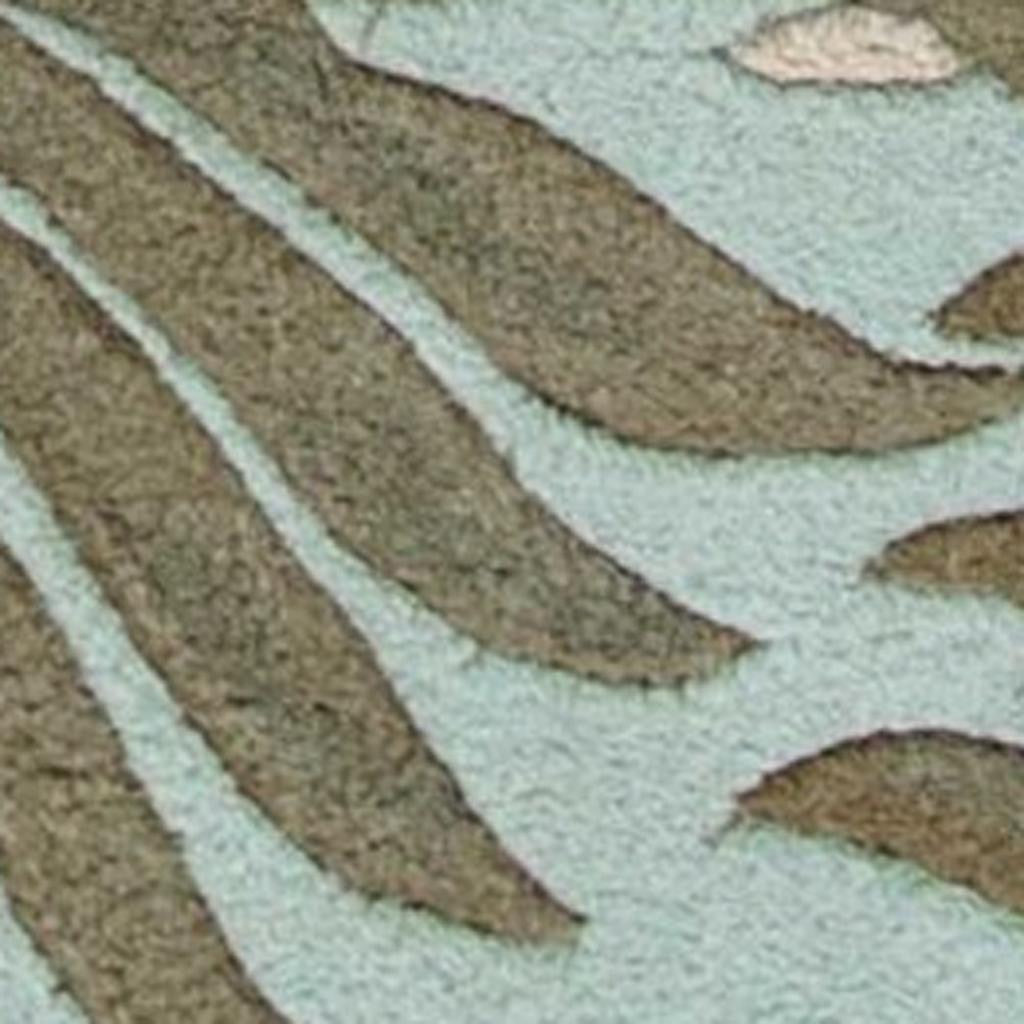 5' X 8' Aqua And Brown Wool Botanical Leaves Hand Tufted Area Rug-Area Rugs-DECOROLALA