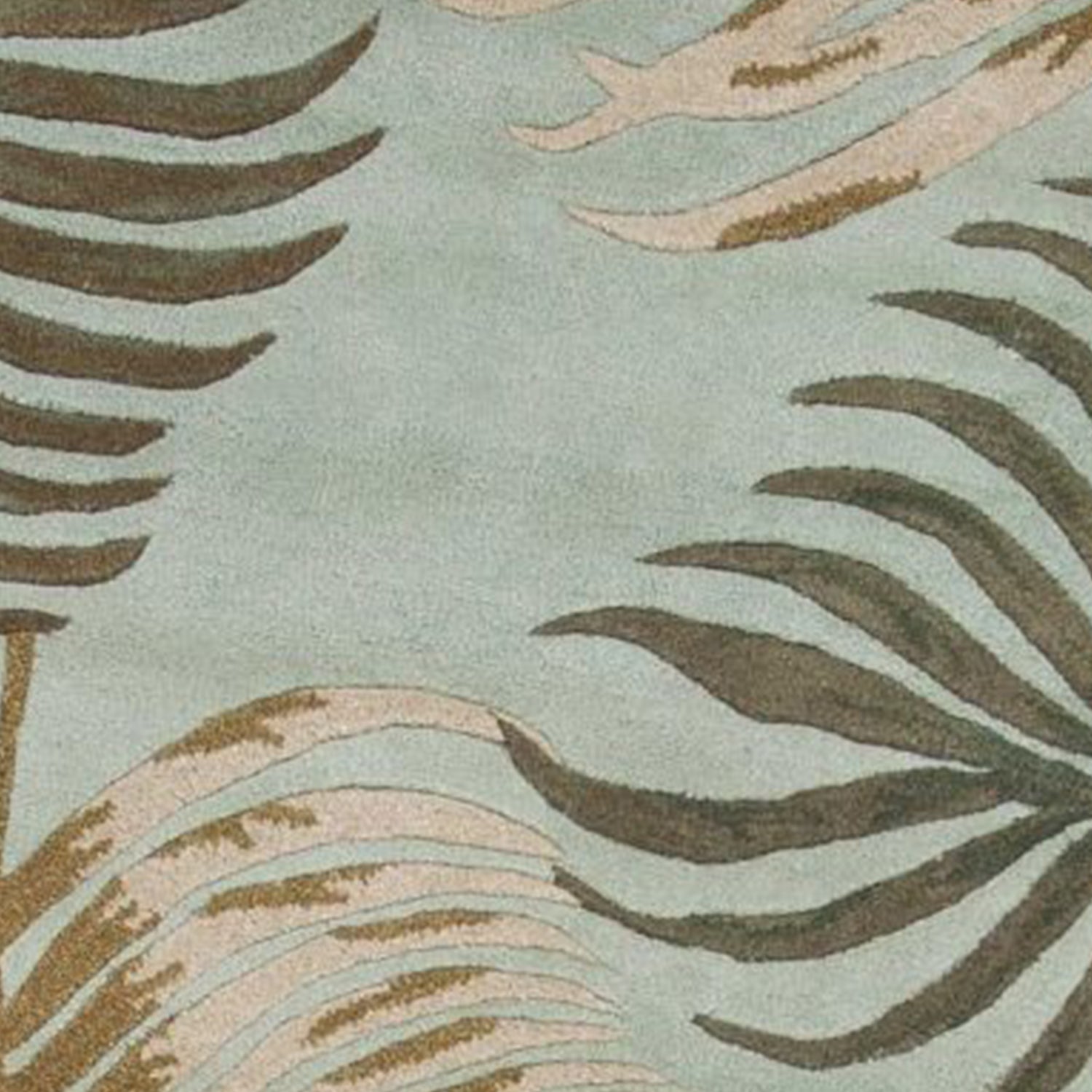 5' X 8' Aqua And Brown Wool Botanical Leaves Hand Tufted Area Rug-Area Rugs-DECOROLALA