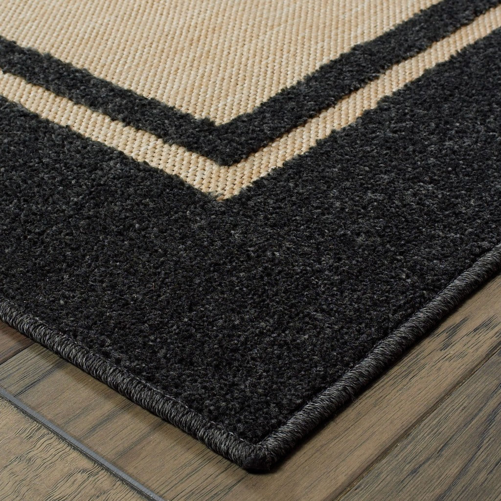 5' X 8' Beige And Black Indoor Outdoor Area Rug-Outdoor Rugs-DECOROLALA