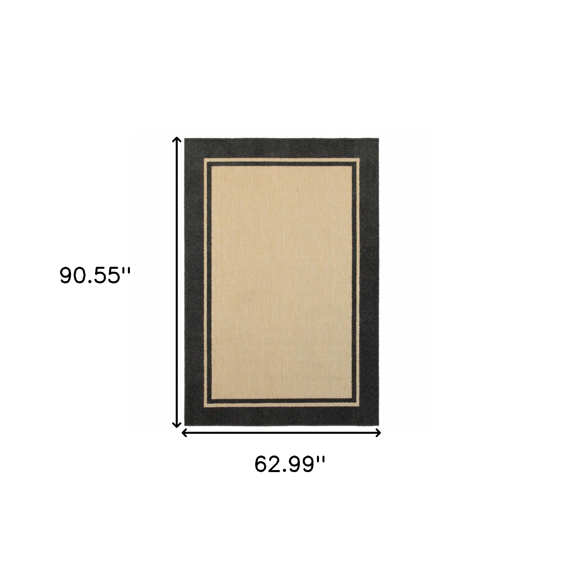 5' X 8' Beige And Black Indoor Outdoor Area Rug-Outdoor Rugs-DECOROLALA