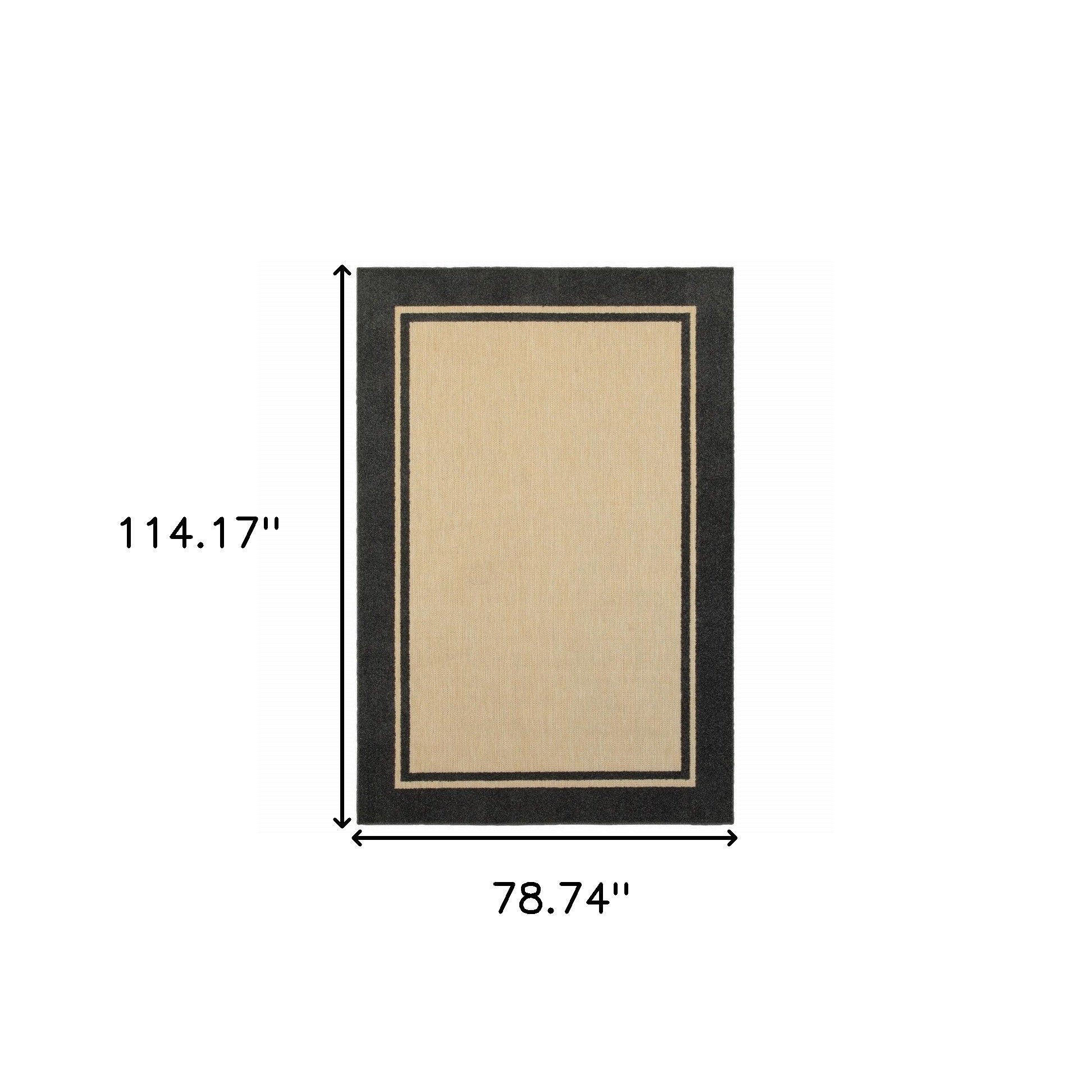 5' X 8' Beige And Black Indoor Outdoor Area Rug-Outdoor Rugs-DECOROLALA