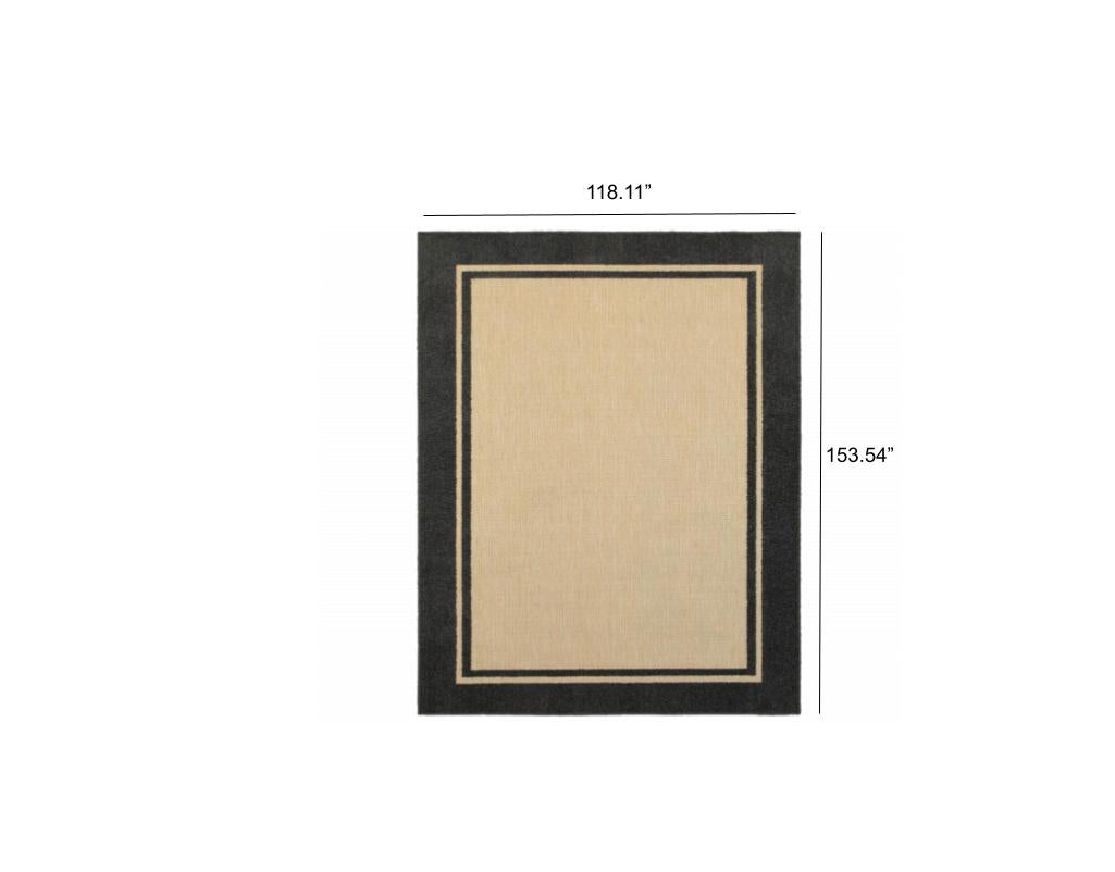 5' X 8' Beige And Black Indoor Outdoor Area Rug-Outdoor Rugs-DECOROLALA