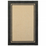 5' X 8' Beige And Black Indoor Outdoor Area Rug-Outdoor Rugs-DECOROLALA
