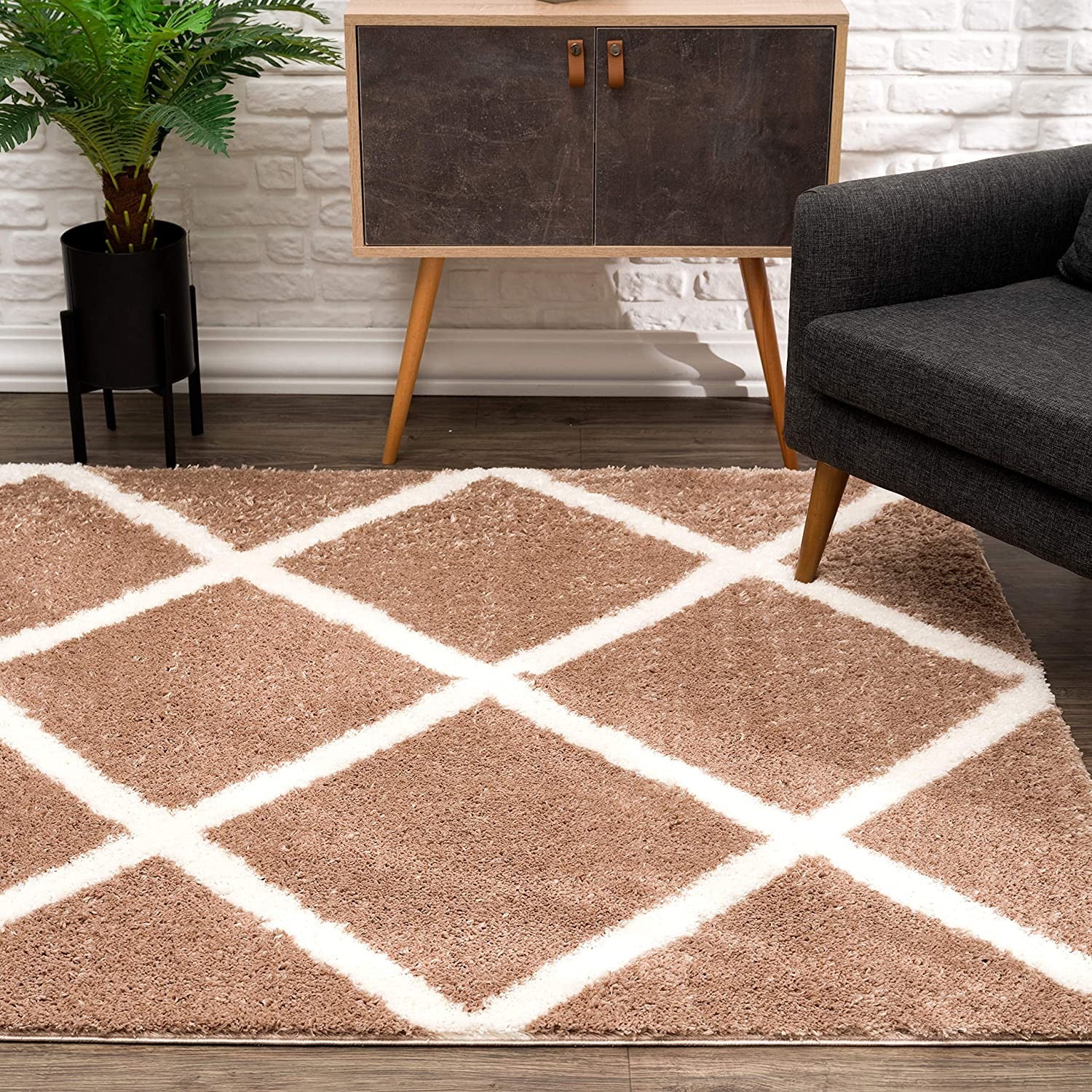 5' X 8' Beige Geometric Area Rug-Area Rugs-DECOROLALA