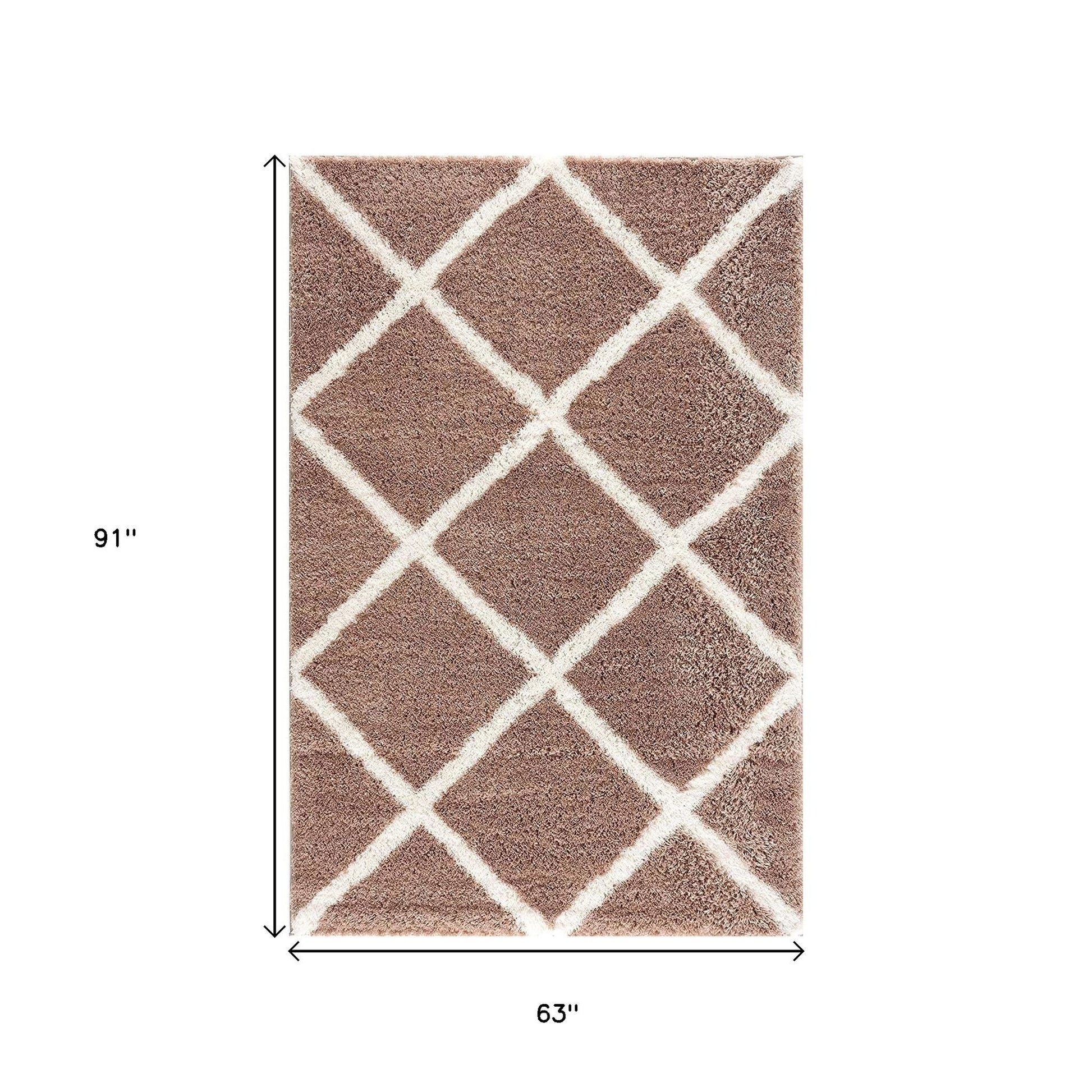 5' X 8' Beige Geometric Area Rug-Area Rugs-DECOROLALA