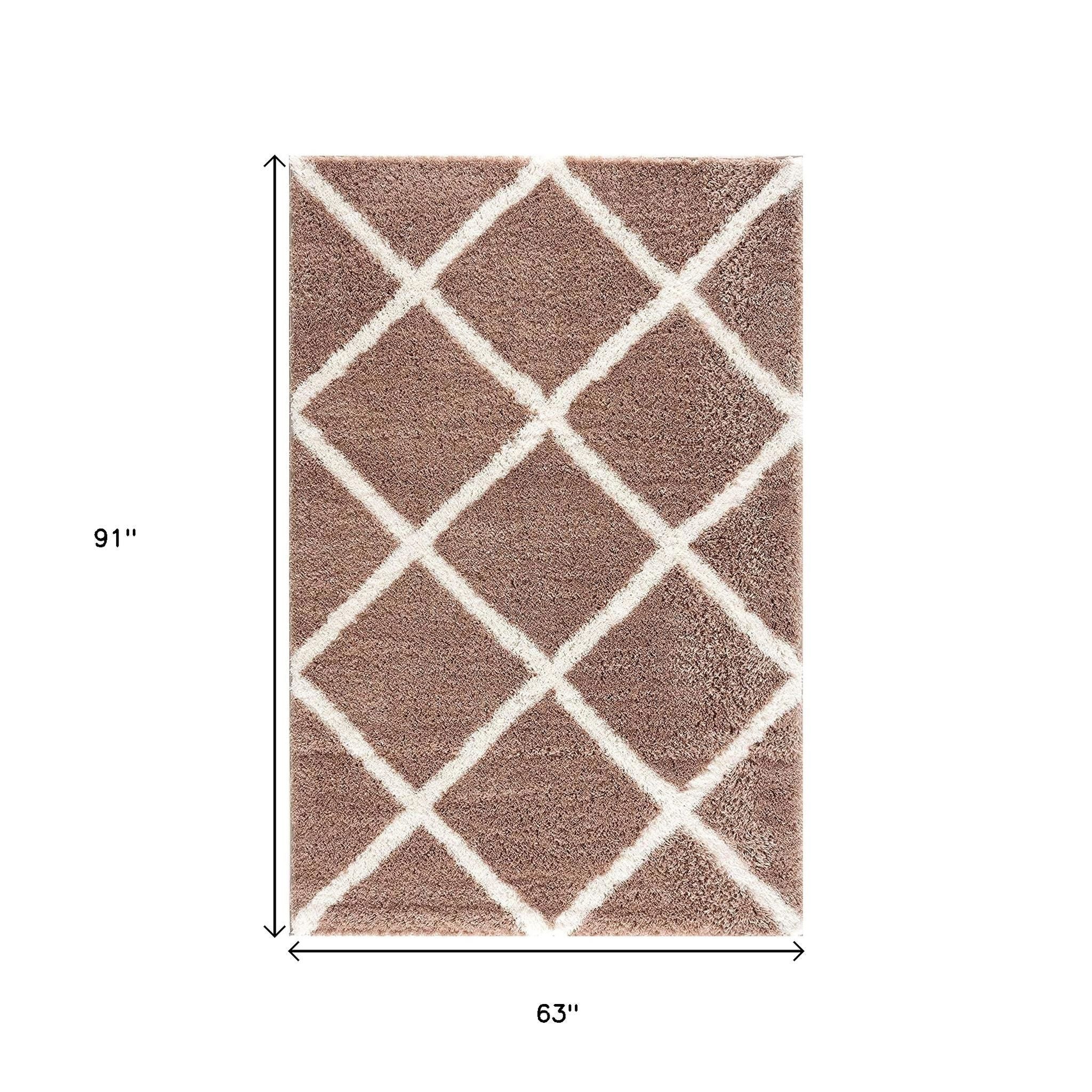 5' X 8' Beige Geometric Area Rug-Area Rugs-DECOROLALA