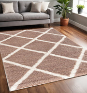5' X 8' Beige Geometric Area Rug-Area Rugs-DECOROLALA