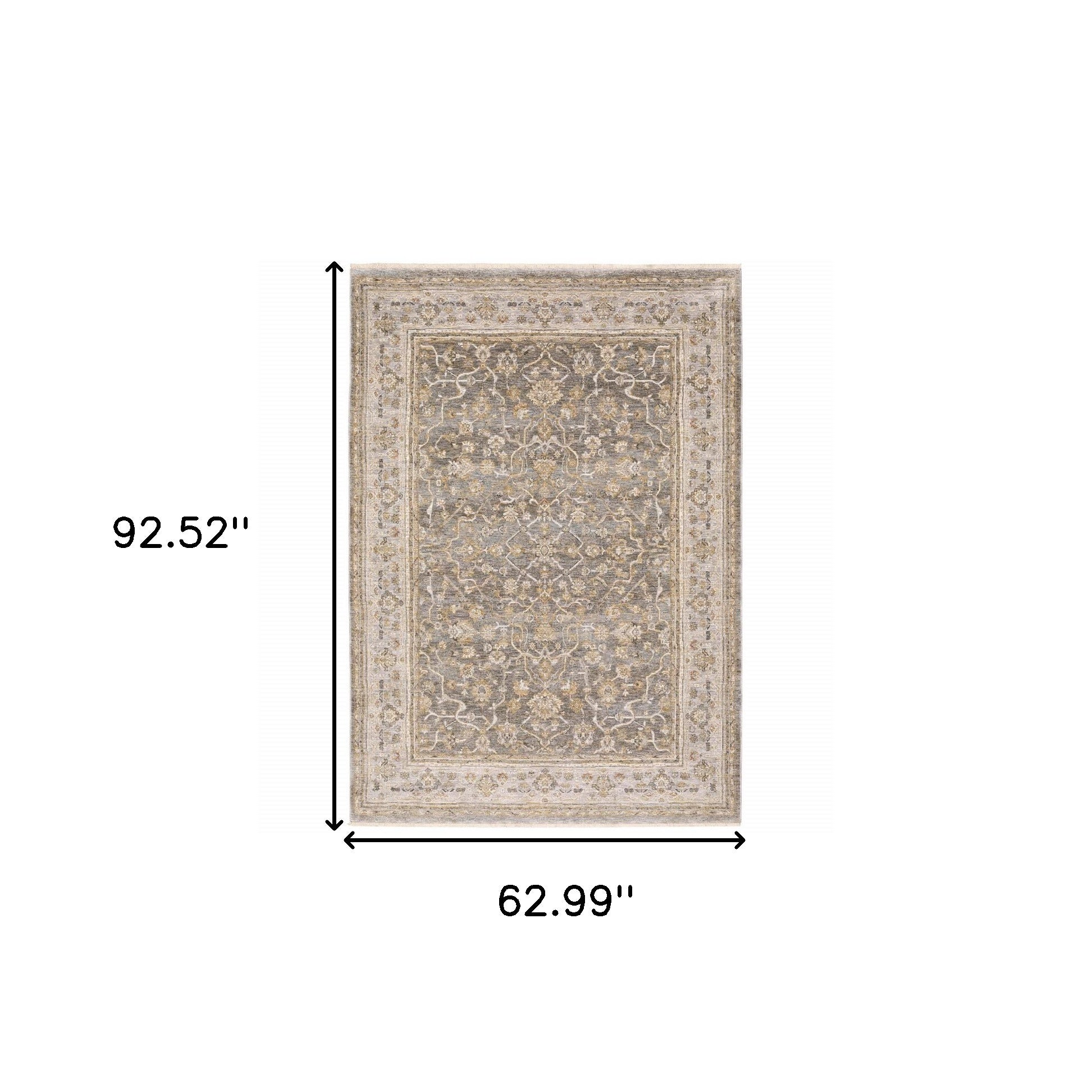 5' X 8' Beige Grey Machine Woven Oriental Indoor Arean Rug-Area Rugs-DECOROLALA