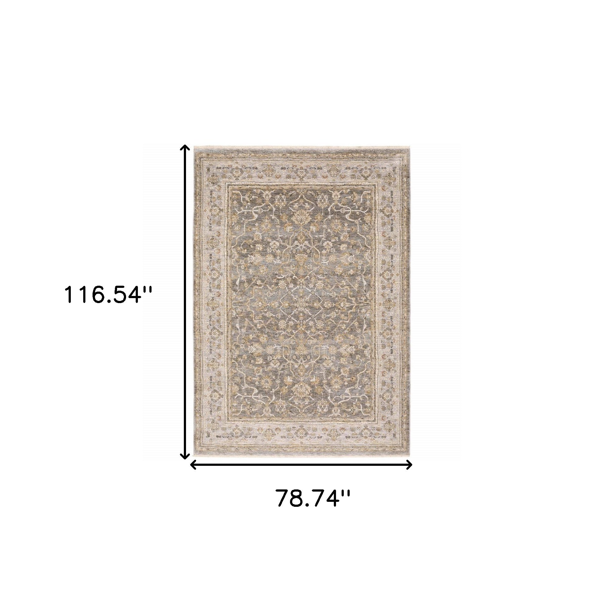 5' X 8' Beige Grey Machine Woven Oriental Indoor Arean Rug-Area Rugs-DECOROLALA