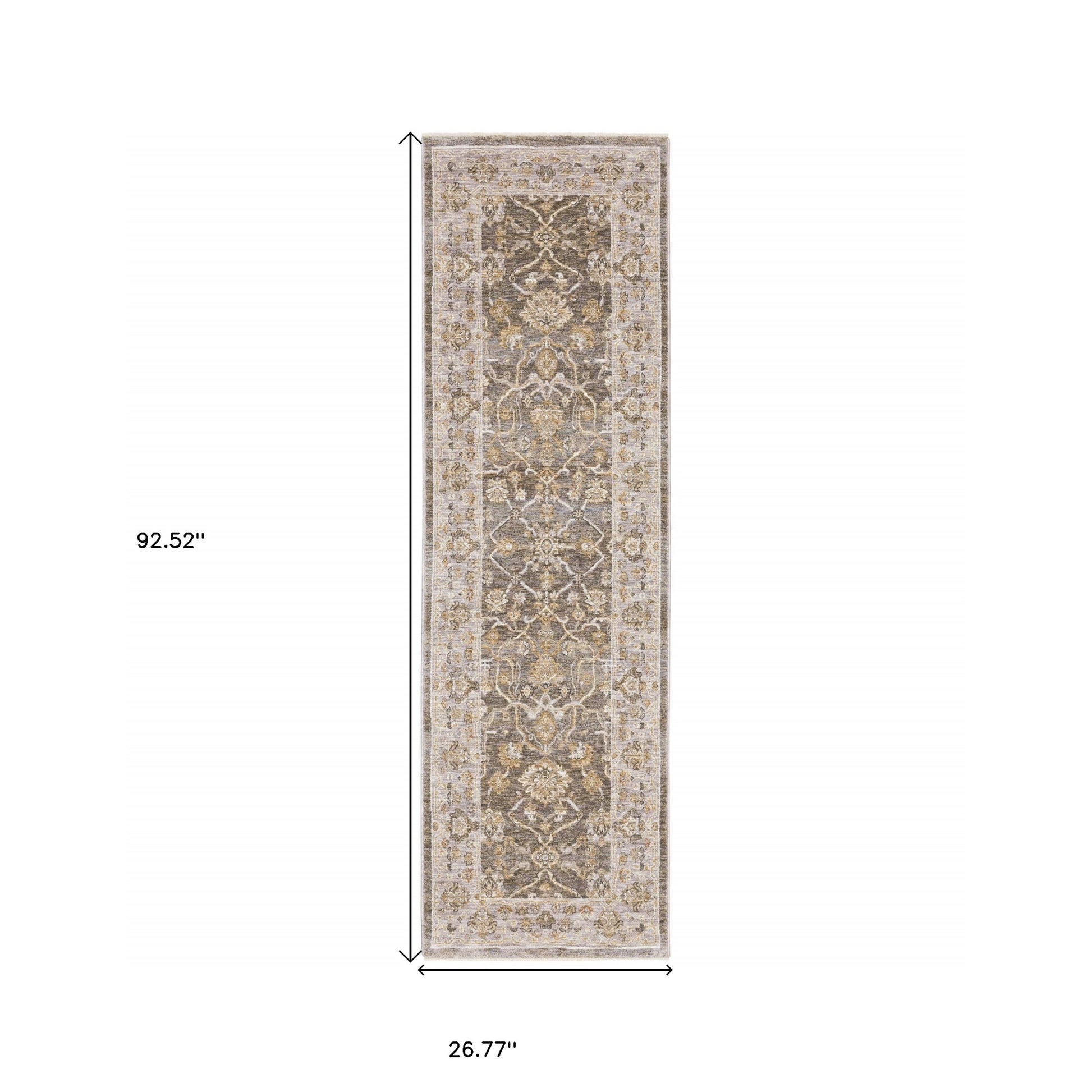 5' X 8' Beige Grey Machine Woven Oriental Indoor Arean Rug-Area Rugs-DECOROLALA