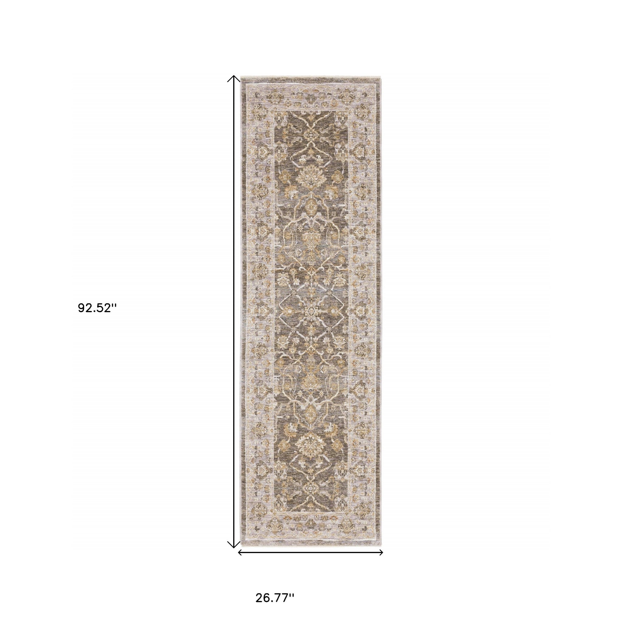 5' X 8' Beige Grey Machine Woven Oriental Indoor Arean Rug-Area Rugs-DECOROLALA