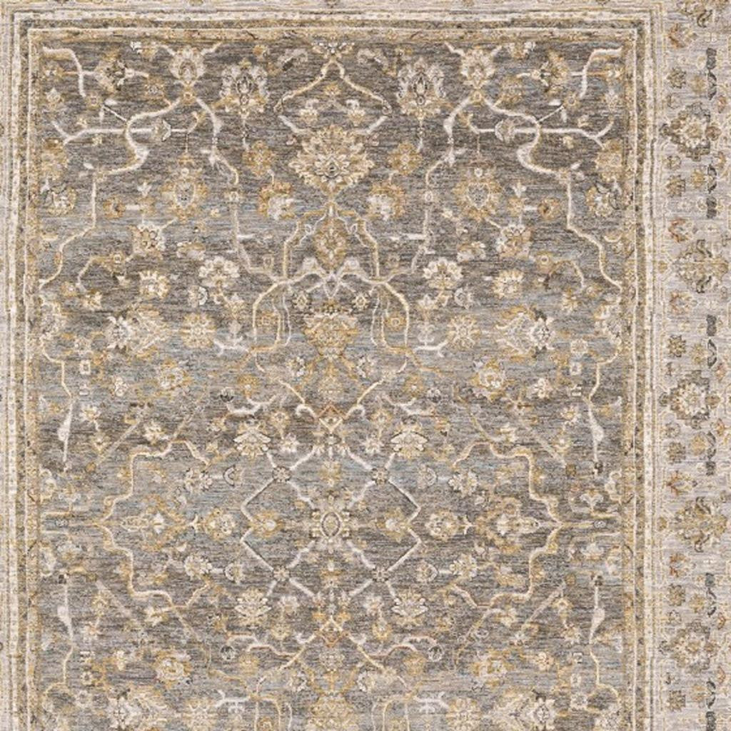 5' X 8' Beige Grey Machine Woven Oriental Indoor Arean Rug-Area Rugs-DECOROLALA