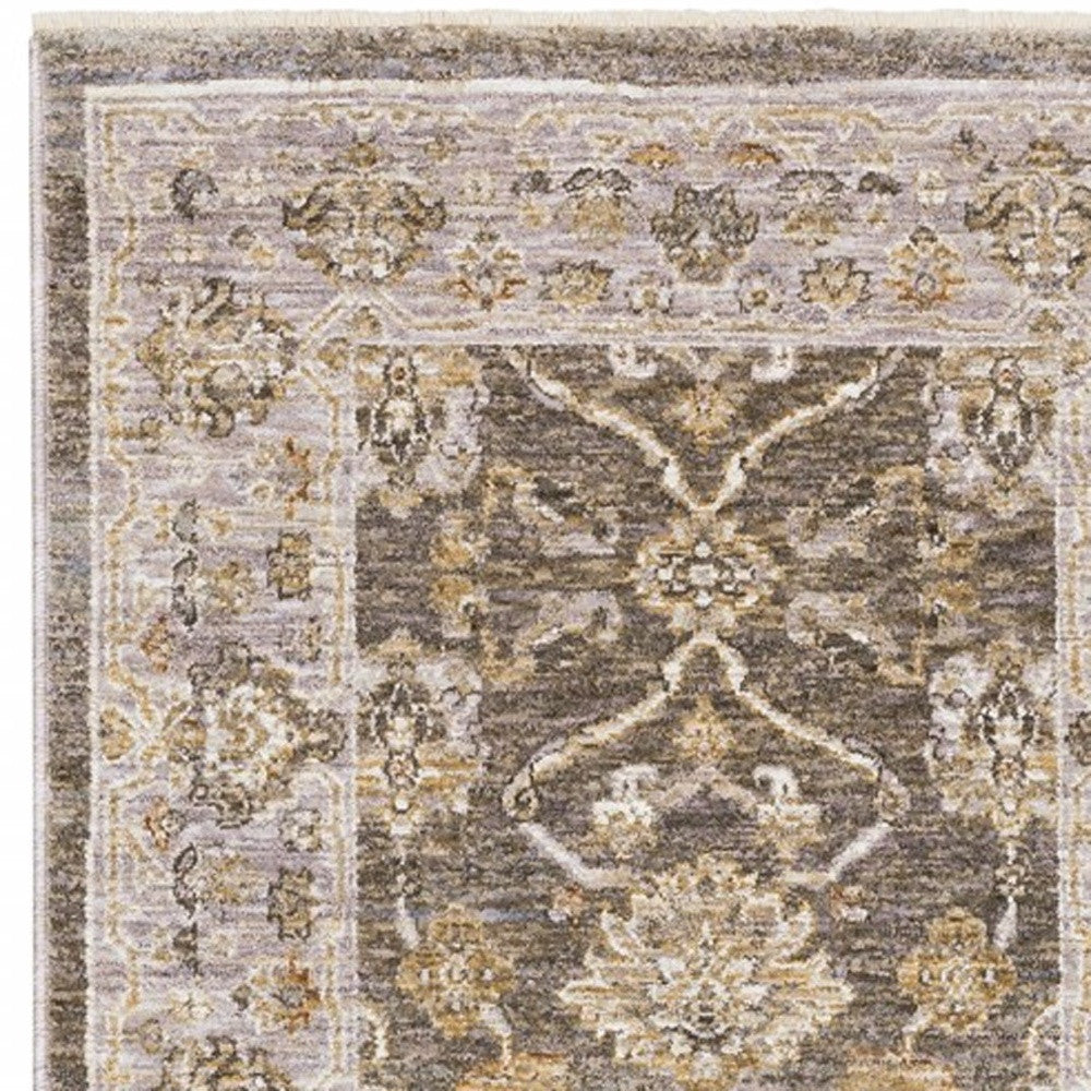 5' X 8' Beige Grey Machine Woven Oriental Indoor Arean Rug-Area Rugs-DECOROLALA
