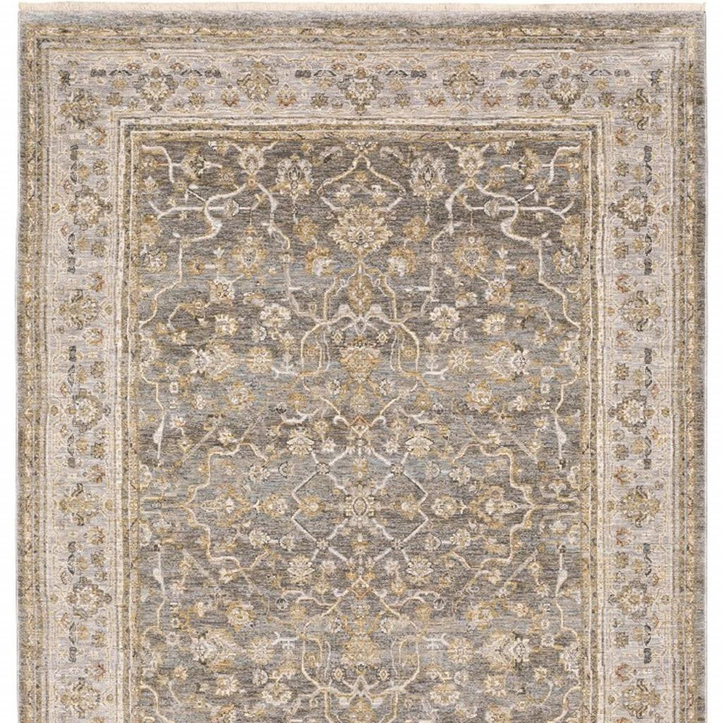 5' X 8' Beige Grey Machine Woven Oriental Indoor Arean Rug-Area Rugs-DECOROLALA