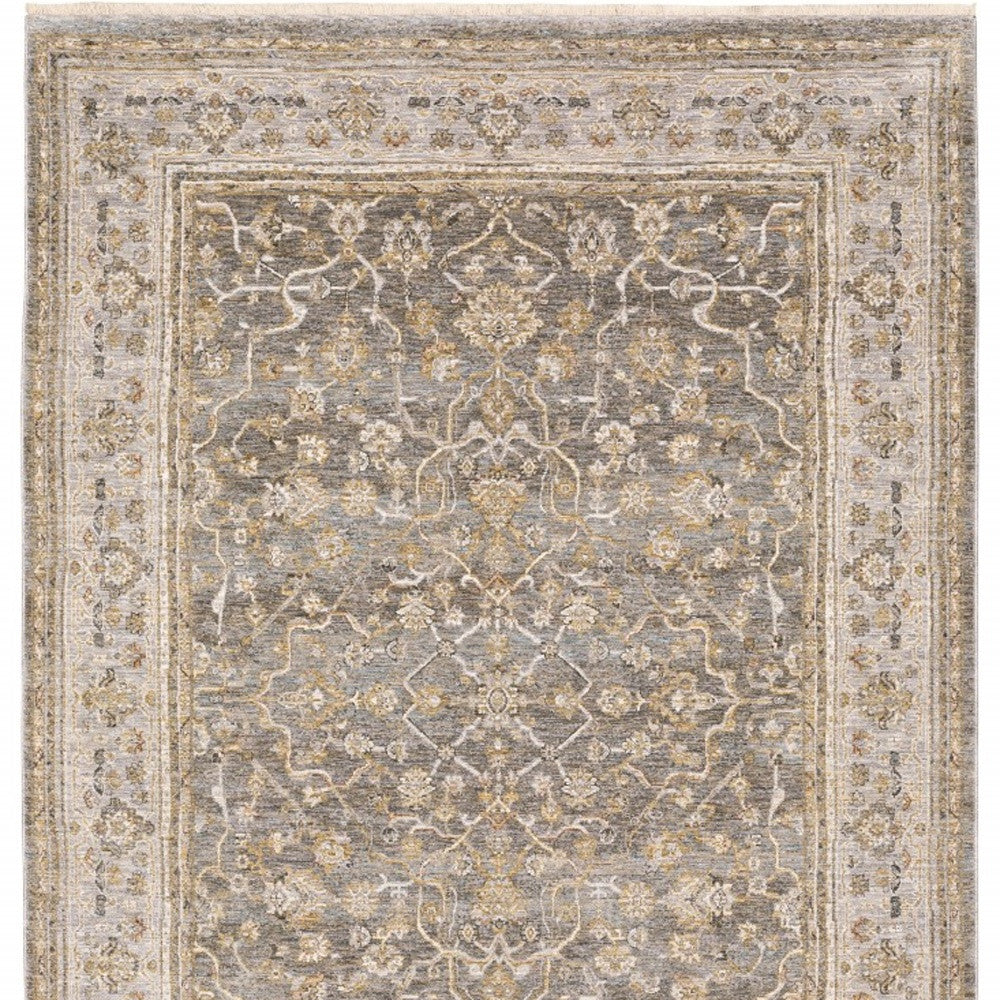 5' X 8' Beige Grey Machine Woven Oriental Indoor Arean Rug-Area Rugs-DECOROLALA