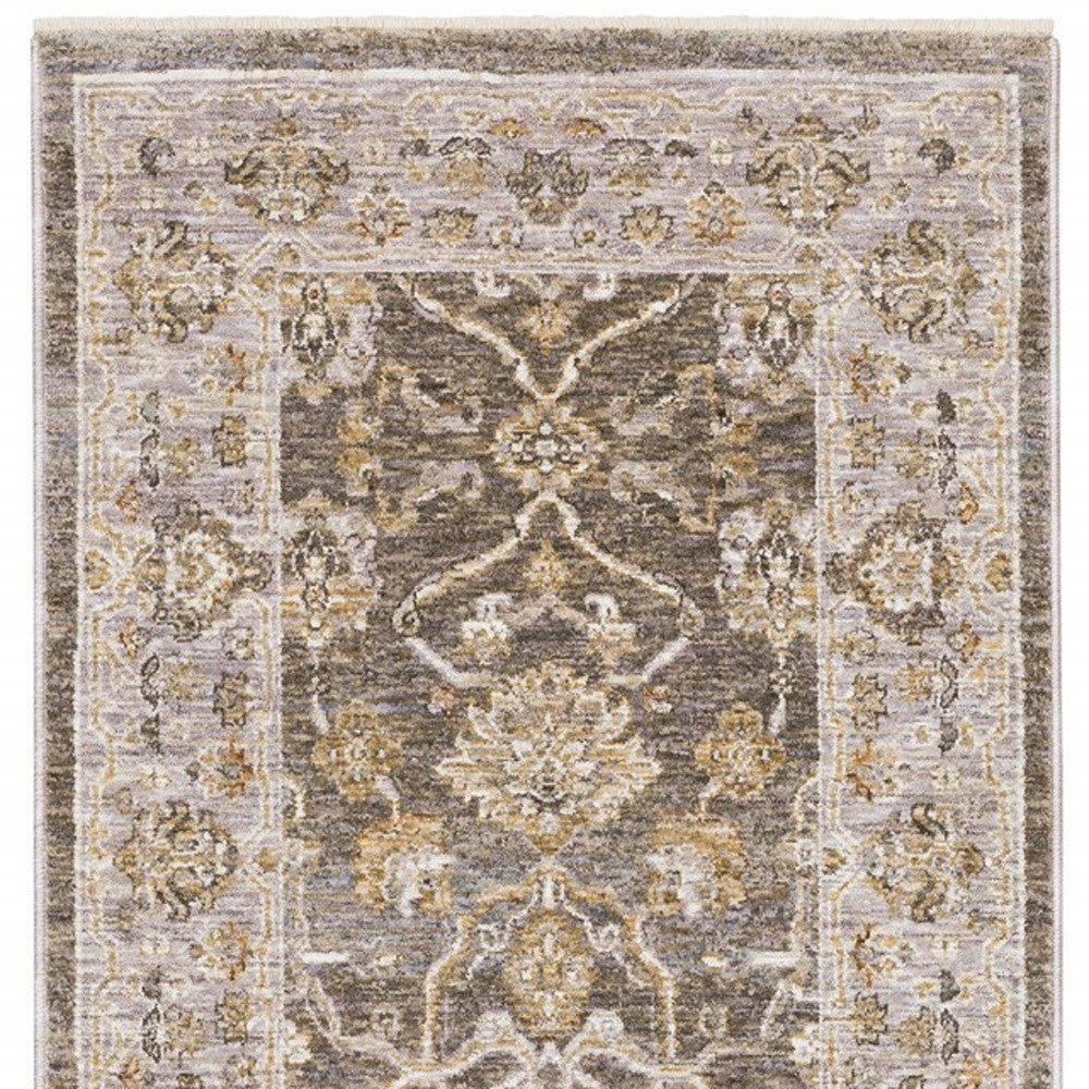 5' X 8' Beige Grey Machine Woven Oriental Indoor Arean Rug-Area Rugs-DECOROLALA