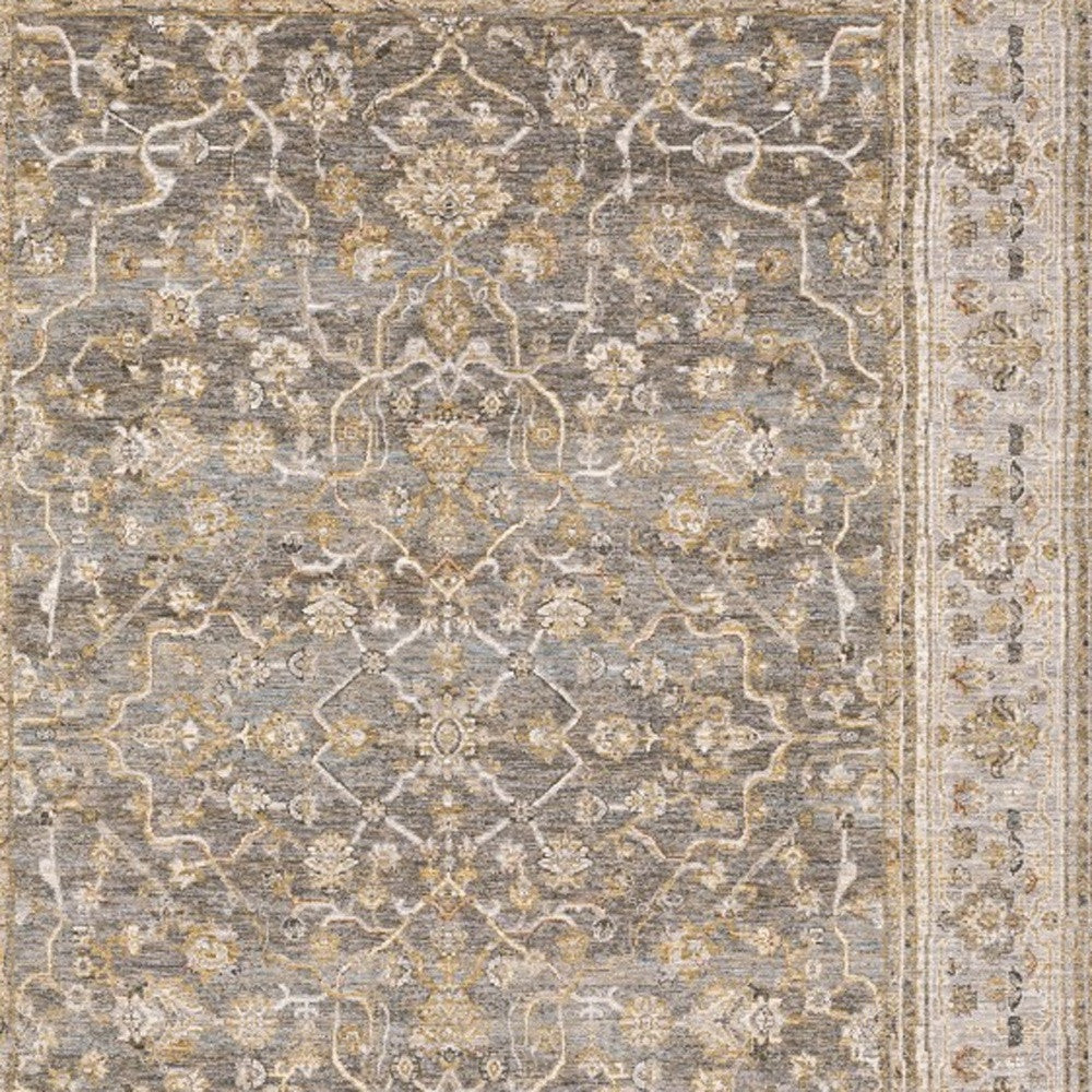 5' X 8' Beige Grey Machine Woven Oriental Indoor Arean Rug-Area Rugs-DECOROLALA