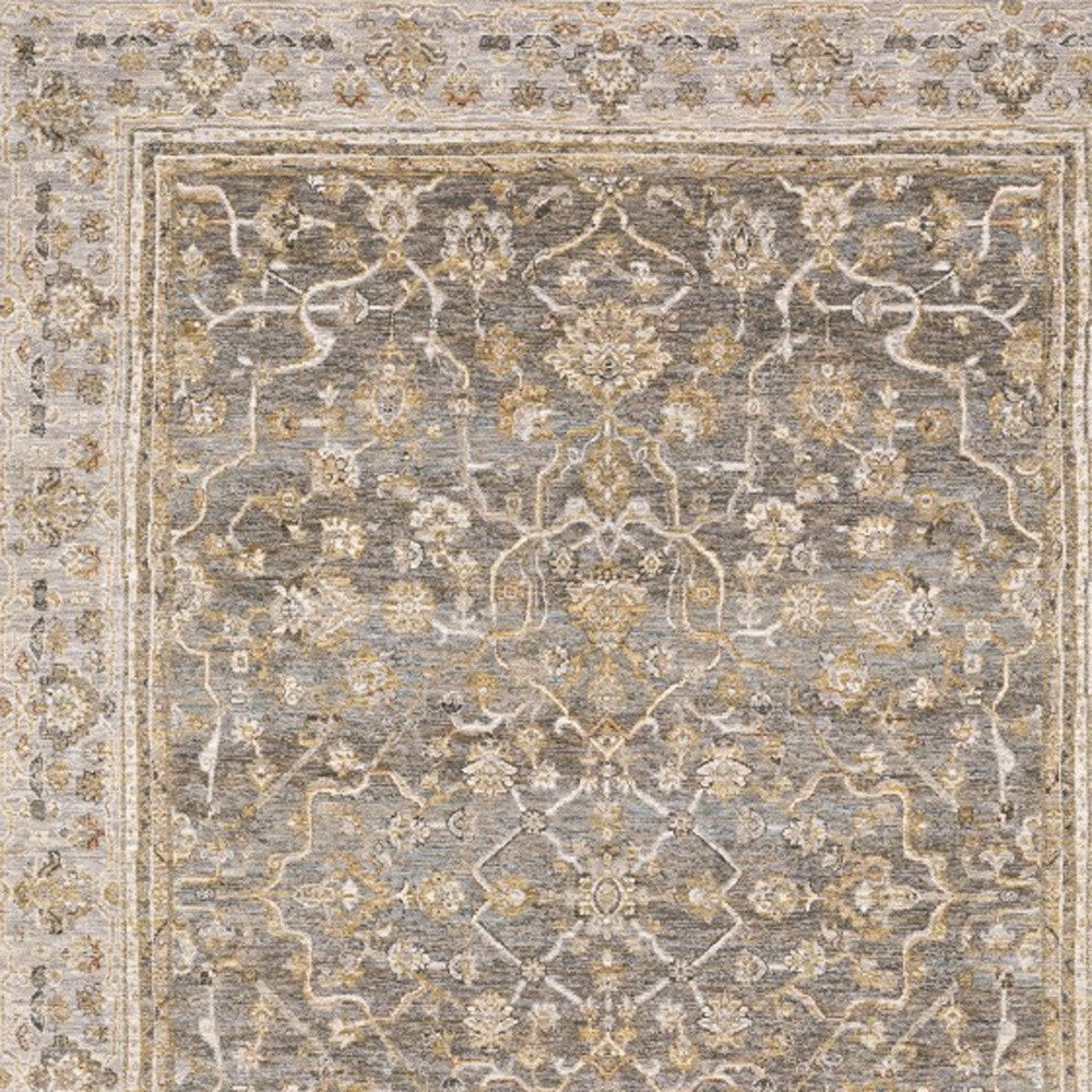 5' X 8' Beige Grey Machine Woven Oriental Indoor Arean Rug-Area Rugs-DECOROLALA