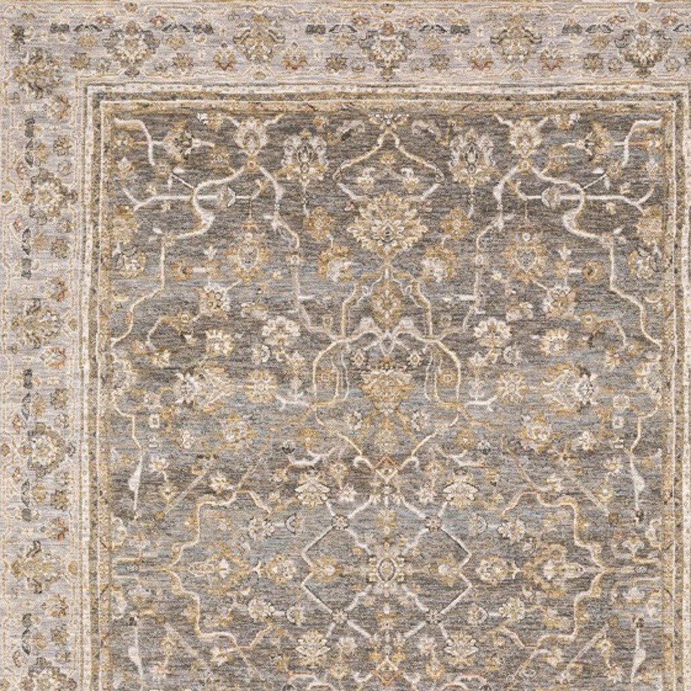 5' X 8' Beige Grey Machine Woven Oriental Indoor Arean Rug-Area Rugs-DECOROLALA