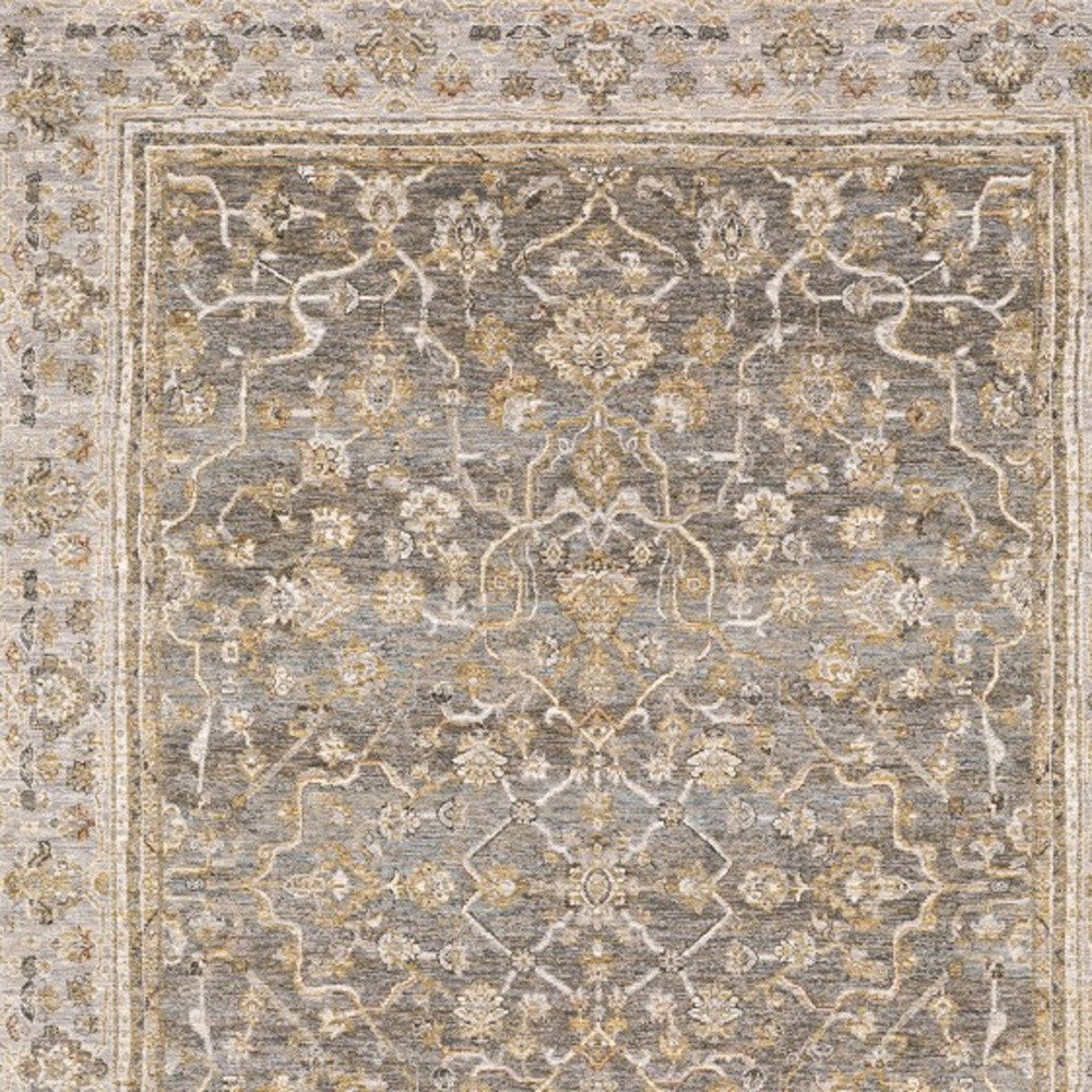 5' X 8' Beige Grey Machine Woven Oriental Indoor Arean Rug-Area Rugs-DECOROLALA