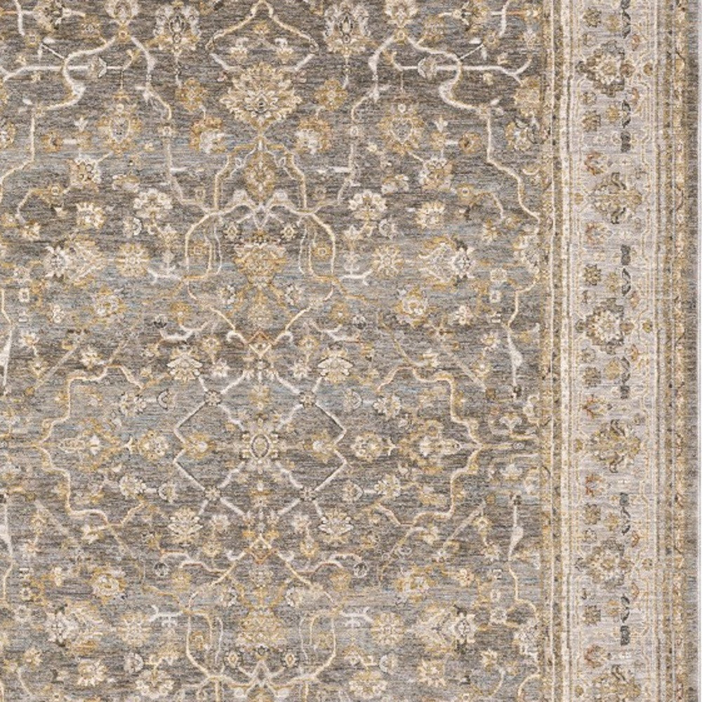5' X 8' Beige Grey Machine Woven Oriental Indoor Arean Rug-Area Rugs-DECOROLALA