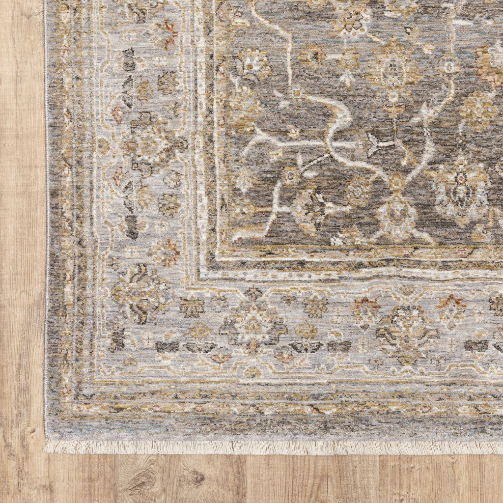 5' X 8' Beige Grey Machine Woven Oriental Indoor Arean Rug-Area Rugs-DECOROLALA