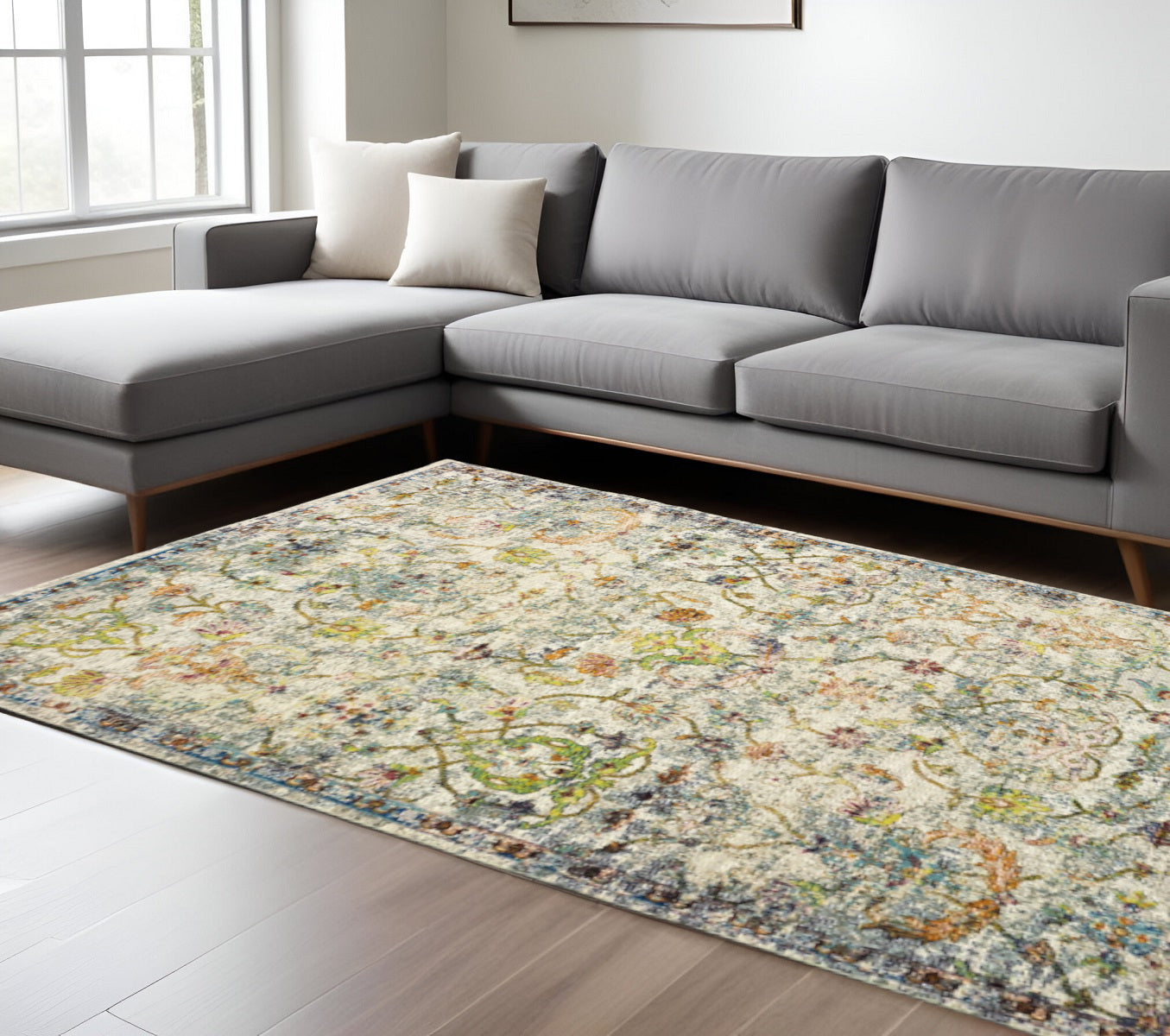 5' X 8' Beige and Ivory Area Rug-Area Rugs-DECOROLALA