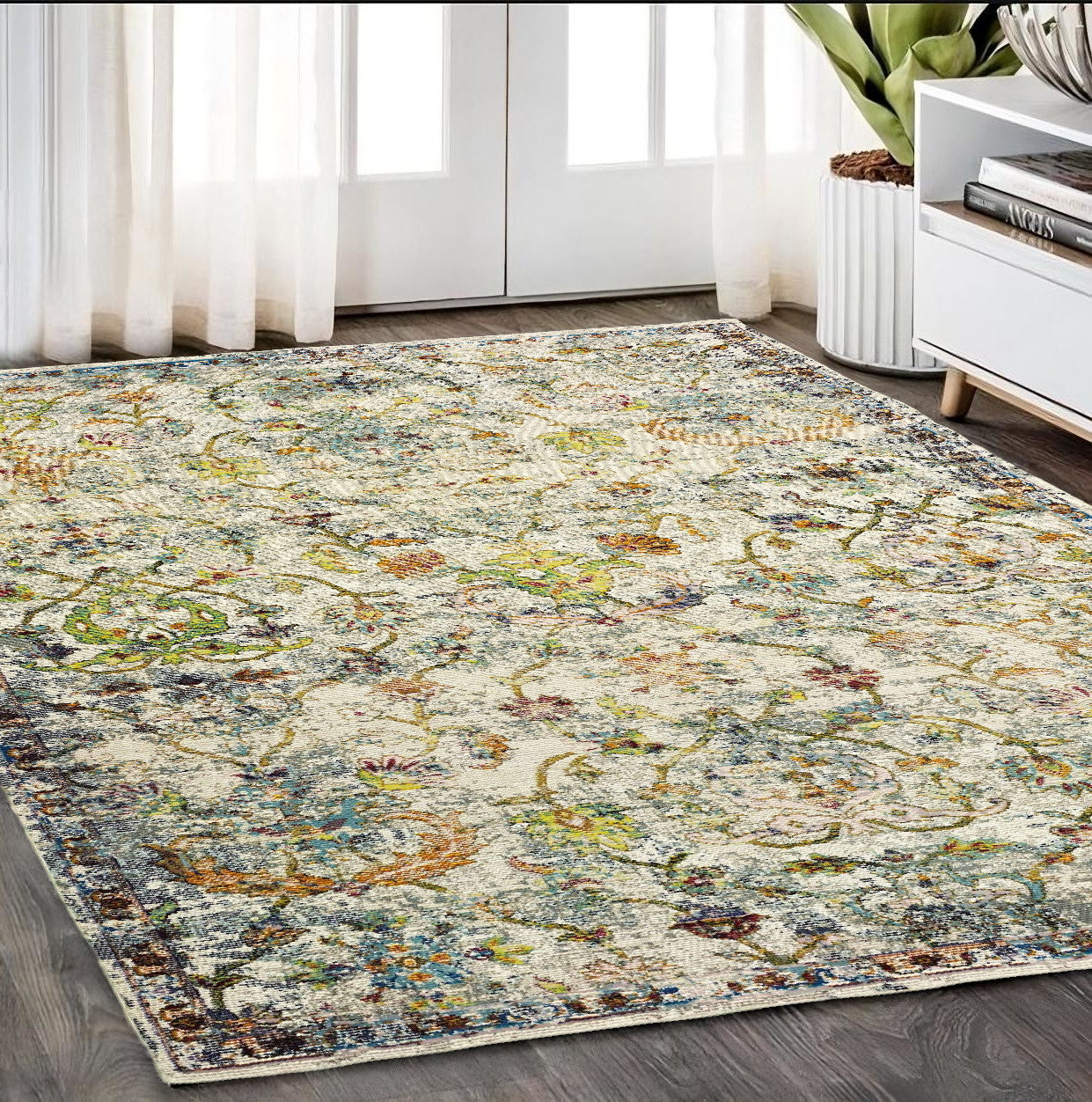 5' X 8' Beige and Ivory Area Rug-Area Rugs-DECOROLALA