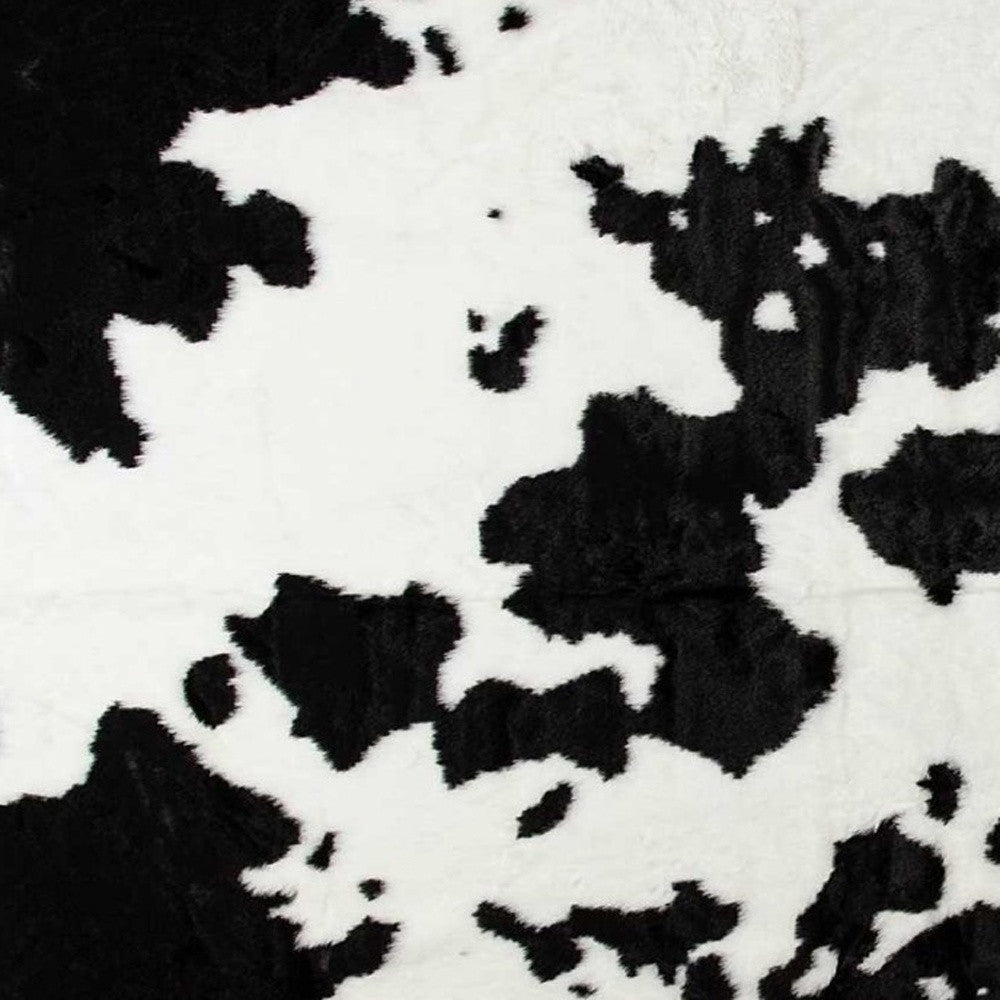 5' X 8' Black And White Cowhide Print Washable Area Rug-Area Rugs-DECOROLALA