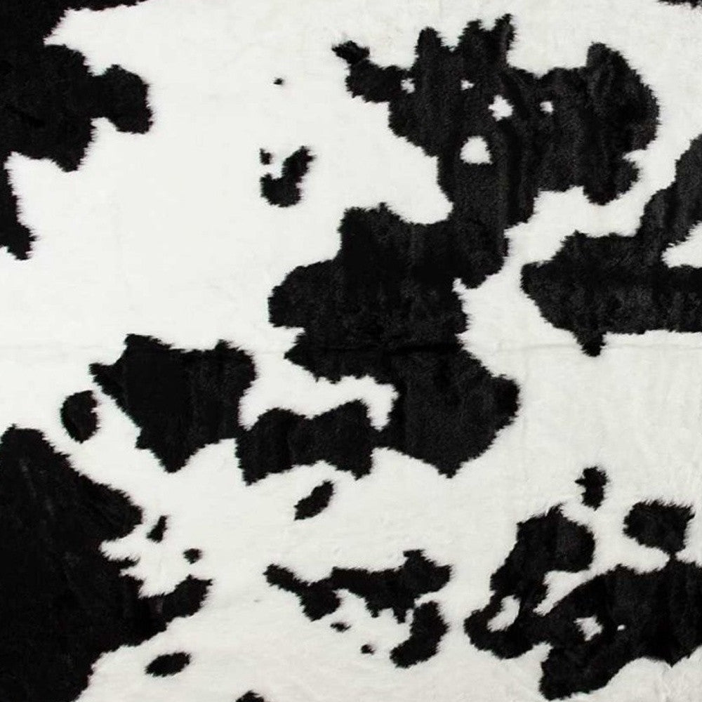 5' X 8' Black And White Cowhide Print Washable Area Rug-Area Rugs-DECOROLALA