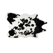 5' X 8' Black And White Cowhide Print Washable Area Rug-Area Rugs-DECOROLALA