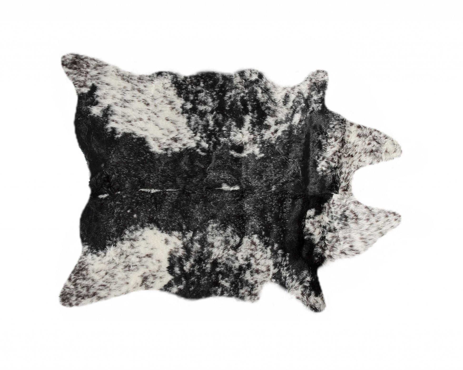 5' X 8' Black And White Faux Fur Animal Print Cowhide Washable Area Rug-Area Rugs-DECOROLALA