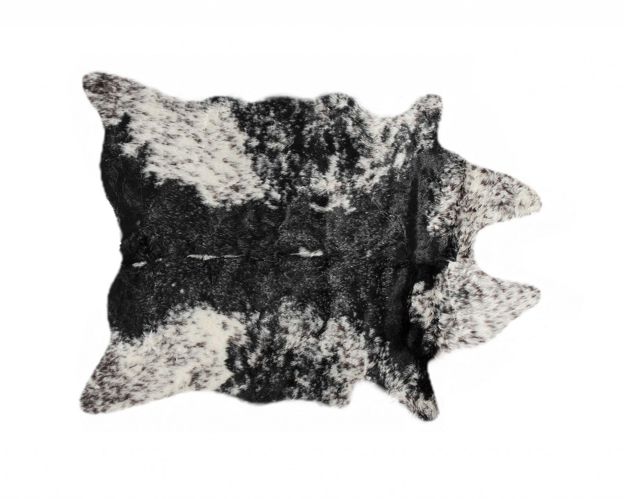 5' X 8' Black And White Faux Fur Animal Print Cowhide Washable Area Rug-Area Rugs-DECOROLALA