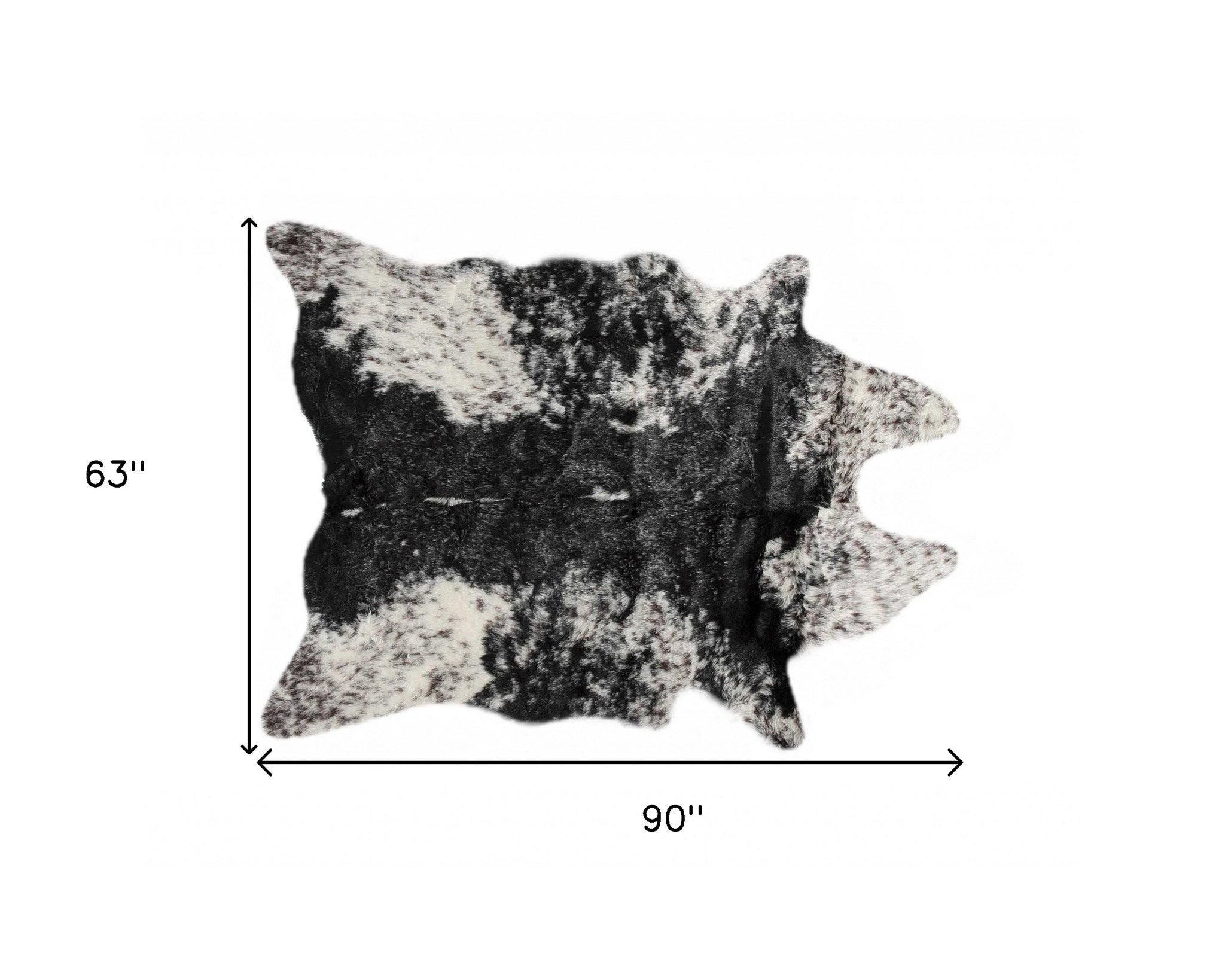 5' X 8' Black And White Faux Fur Animal Print Cowhide Washable Area Rug-Area Rugs-DECOROLALA