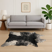 5' X 8' Black And White Faux Fur Animal Print Cowhide Washable Area Rug-Area Rugs-DECOROLALA