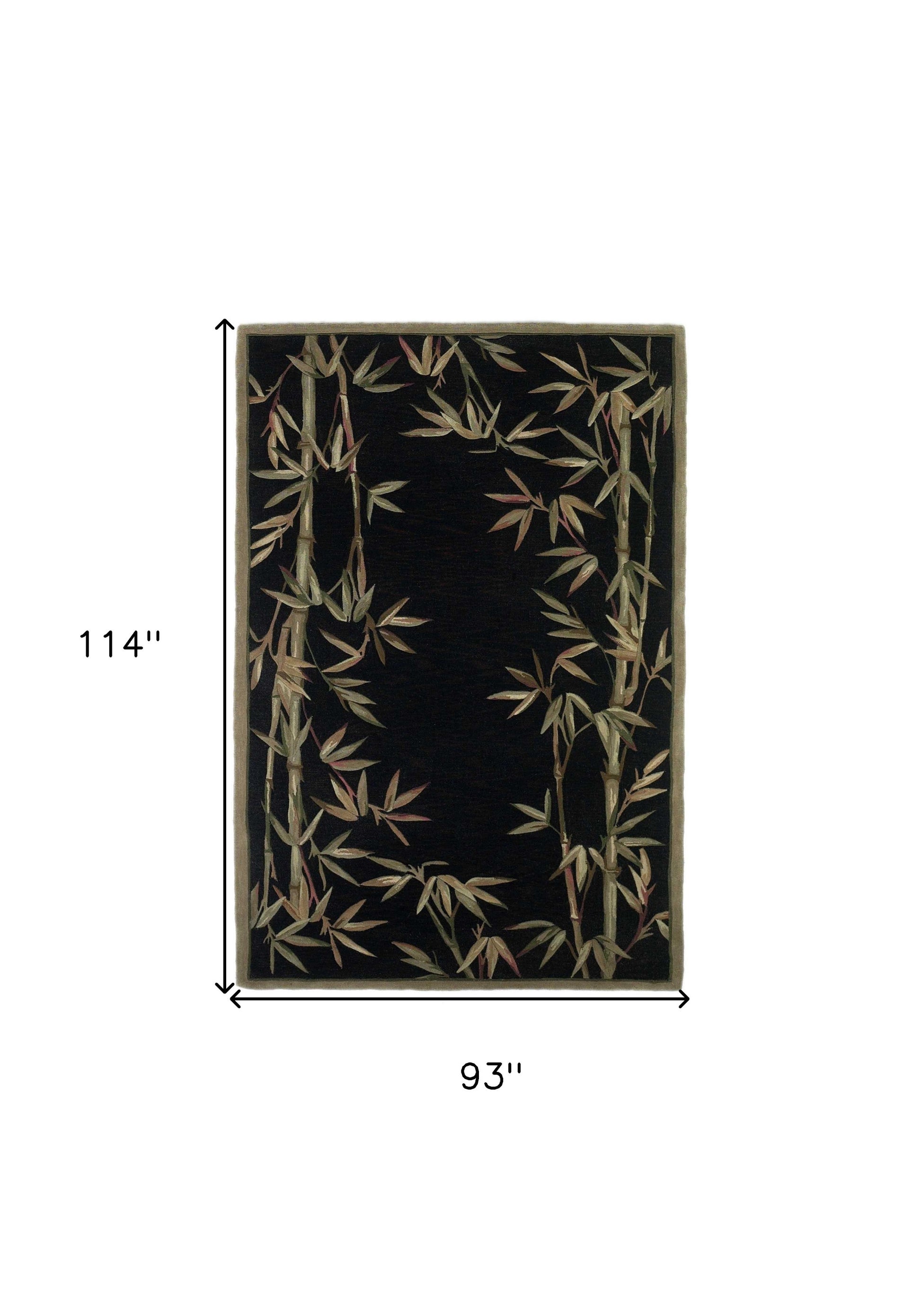 5' X 8' Black Green And Brown Wool Tropical Botanical Hand Tufted Area Rug-Area Rugs-DECOROLALA