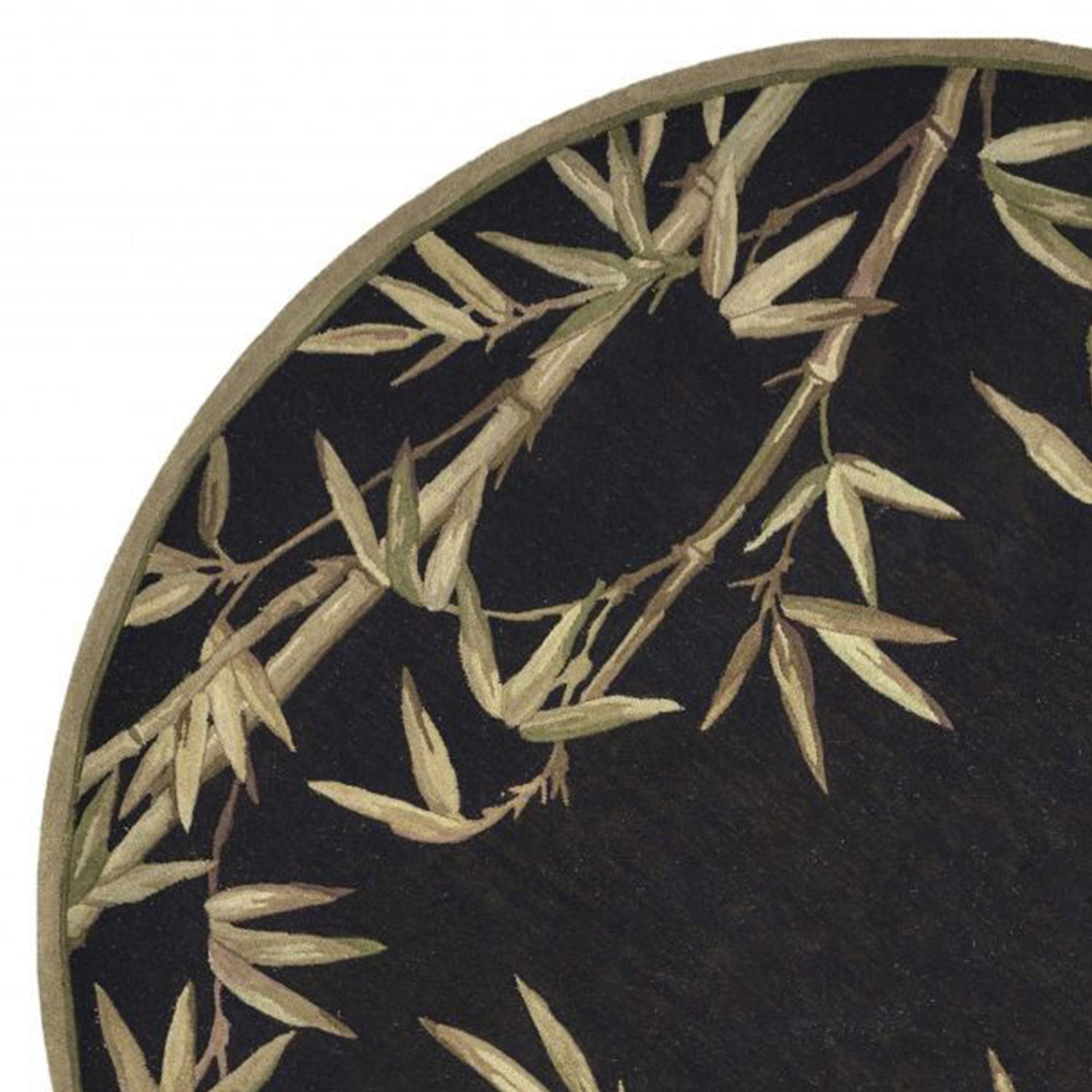 5' X 8' Black Green And Brown Wool Tropical Botanical Hand Tufted Area Rug-Area Rugs-DECOROLALA