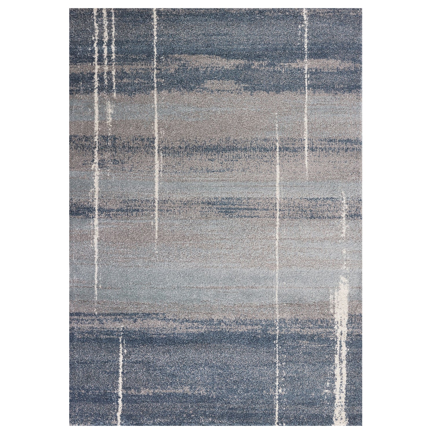 5' X 8' Blue And Gray Abstract Area Rug-Area Rugs-DECOROLALA