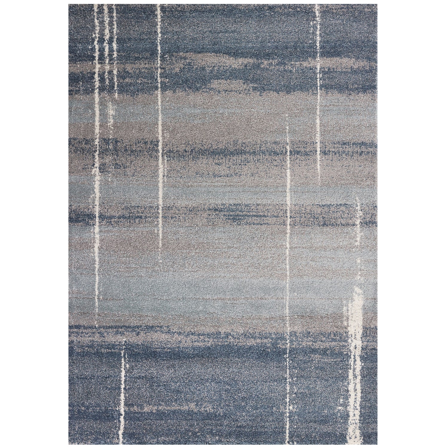 5' X 8' Blue And Gray Abstract Area Rug-Area Rugs-DECOROLALA