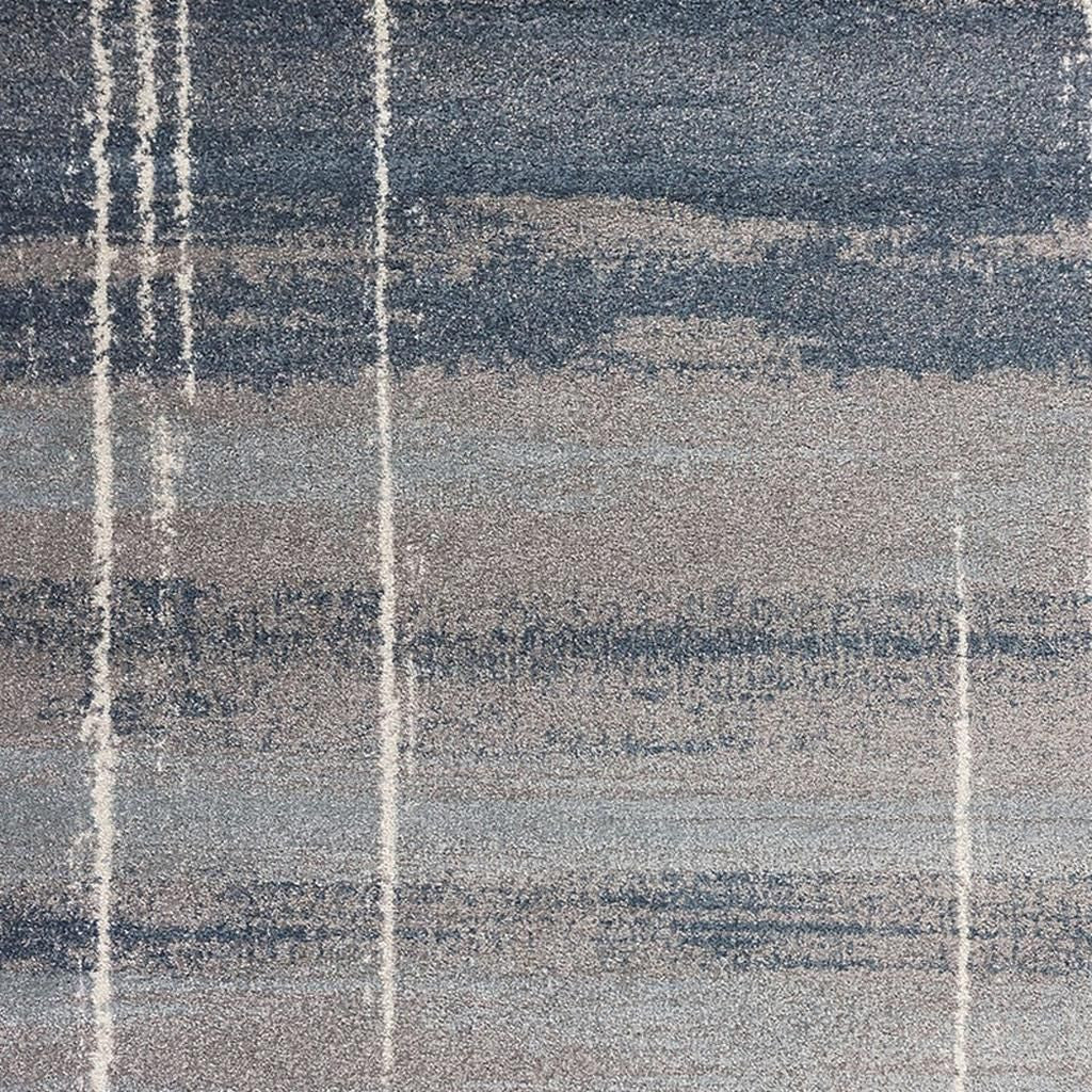 5' X 8' Blue And Gray Abstract Area Rug-Area Rugs-DECOROLALA