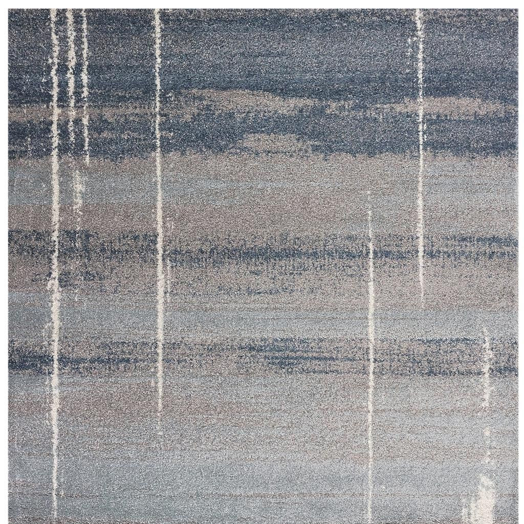 5' X 8' Blue And Gray Abstract Area Rug-Area Rugs-DECOROLALA