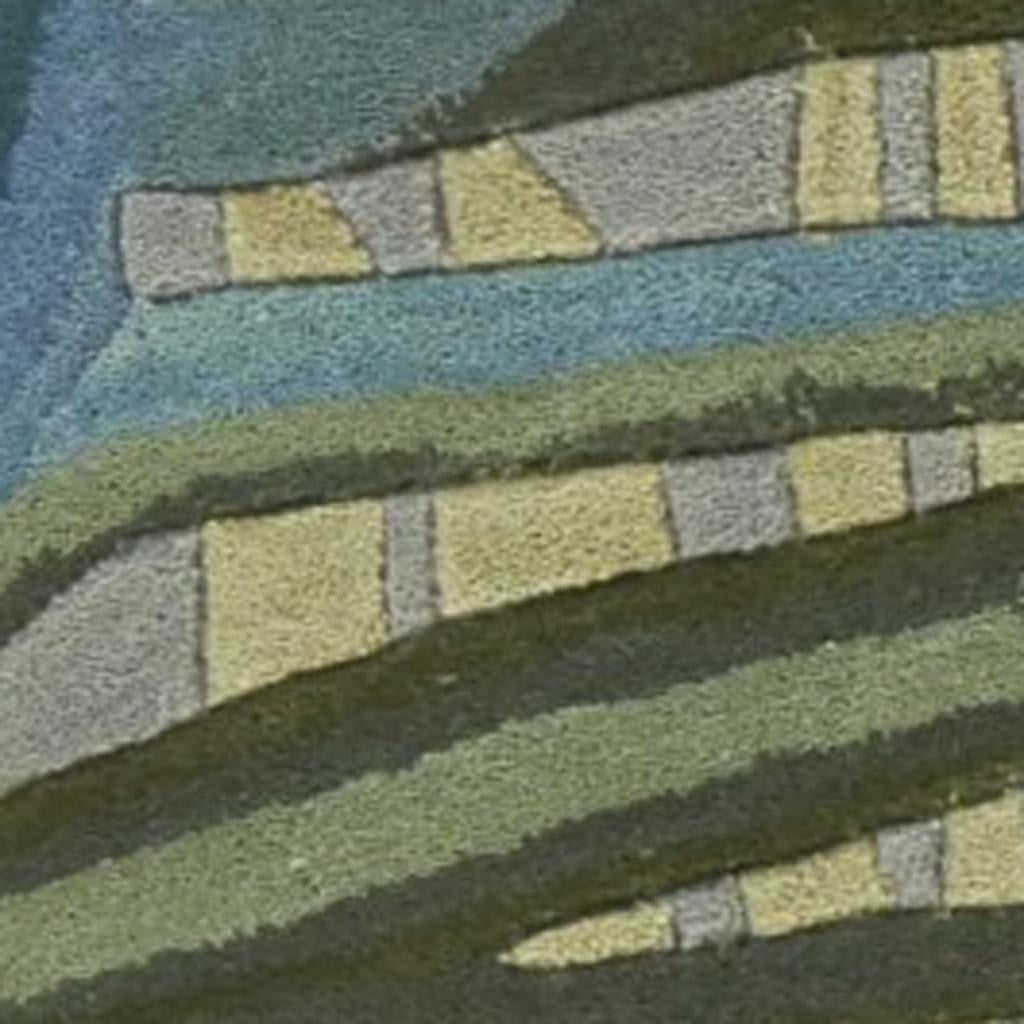 5' X 8' Blue And Gray Wool Tropical Botanical Hand Tufted Area Rug-Area Rugs-DECOROLALA