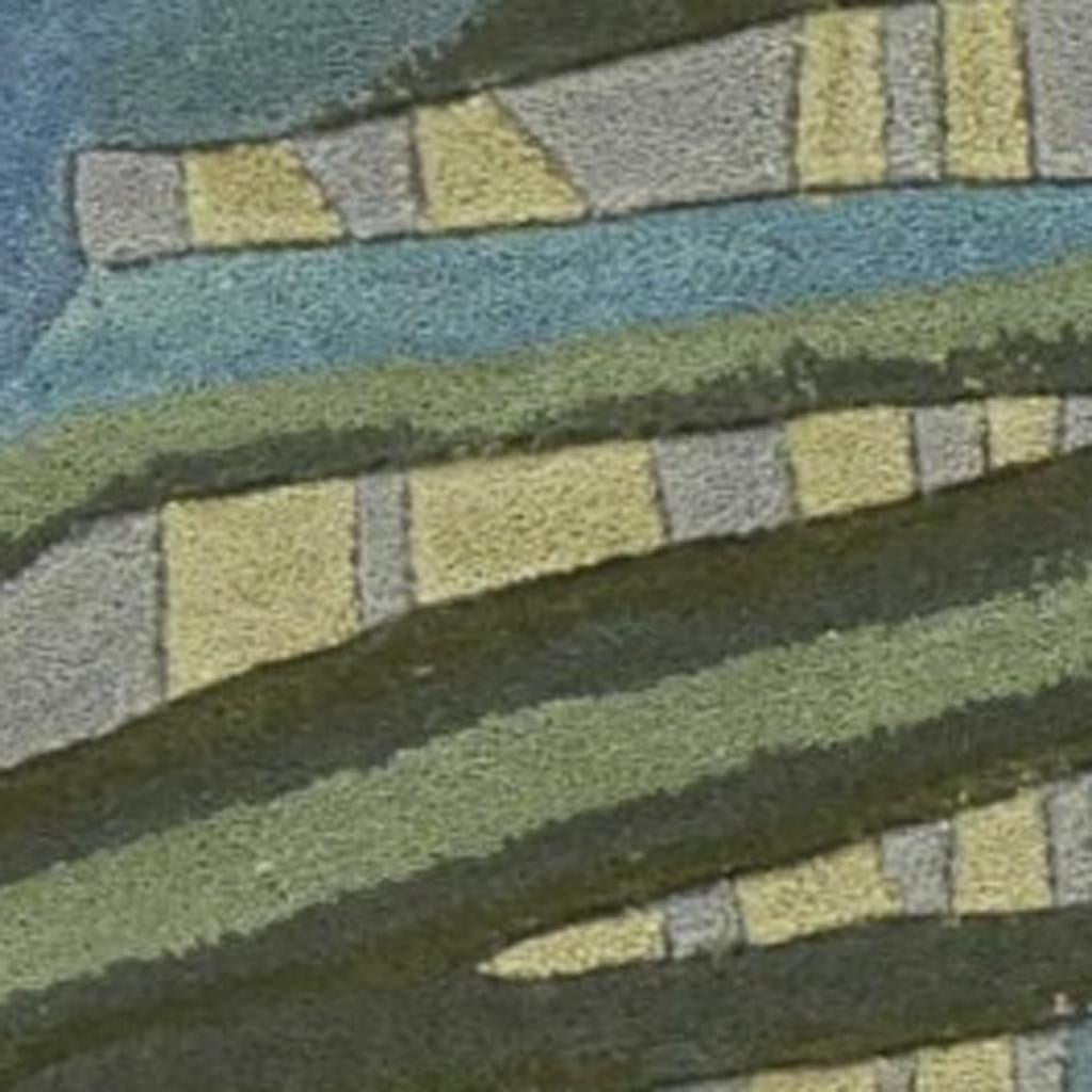 5' X 8' Blue And Gray Wool Tropical Botanical Hand Tufted Area Rug-Area Rugs-DECOROLALA