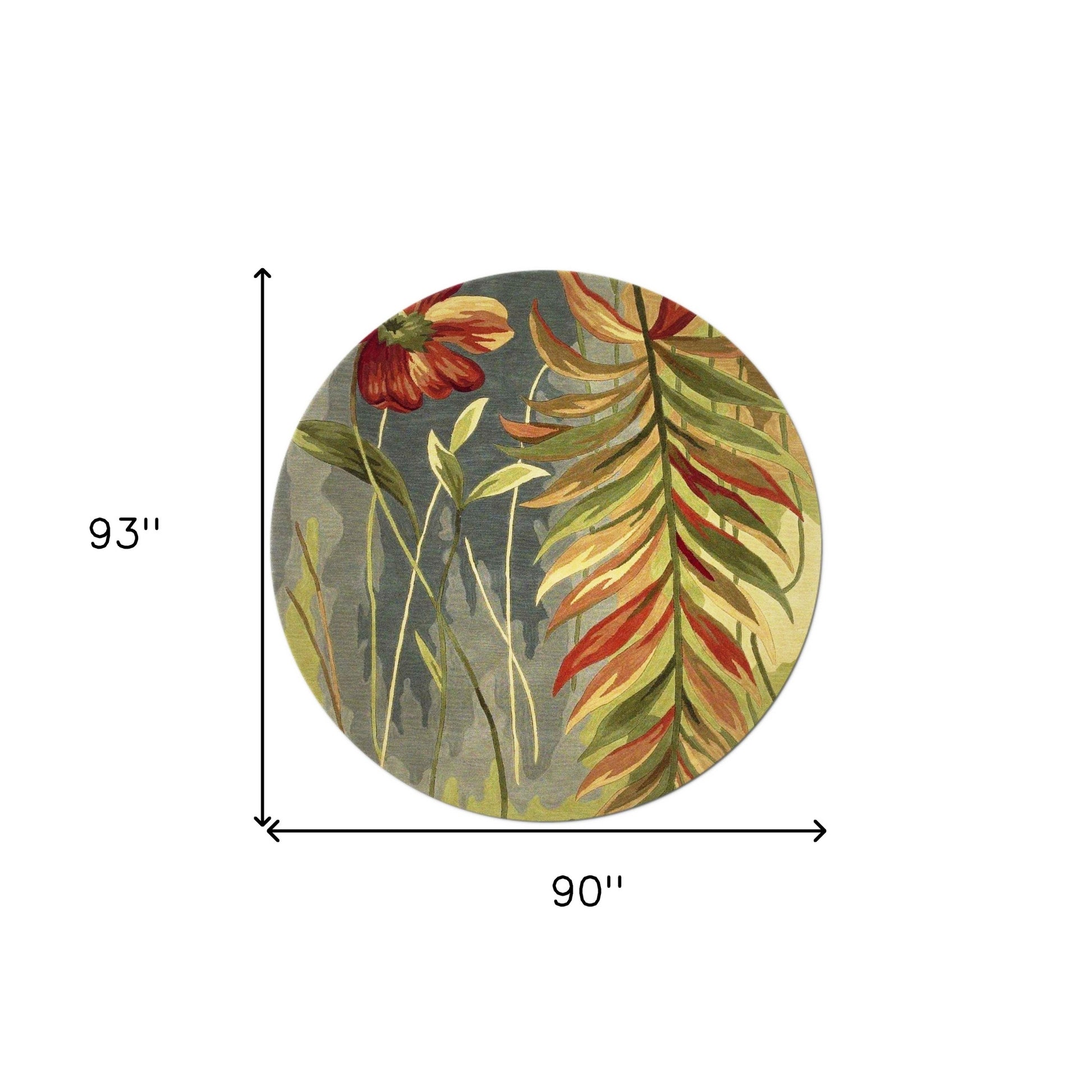 5' X 8' Blue And Green Wool Tropical Botanical Hand Tufted Area Rug-Area Rugs-DECOROLALA