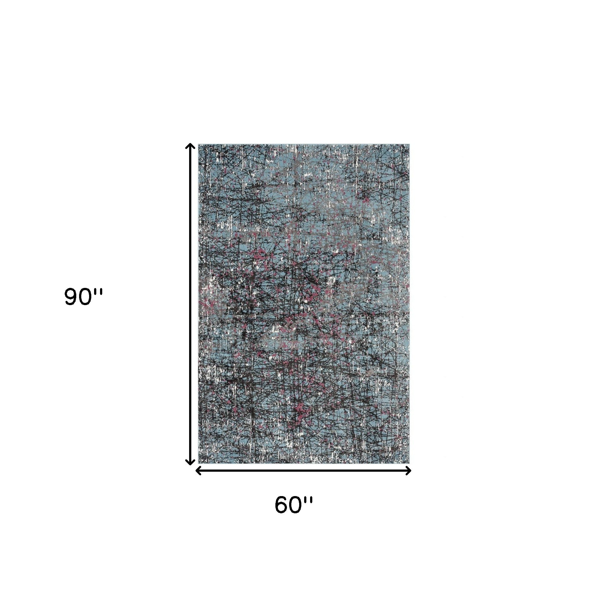 5' X 8' Blue Chaotic Strokes Area Rug-Area Rugs-DECOROLALA