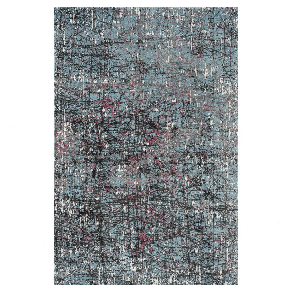 5' X 8' Blue Chaotic Strokes Area Rug-Area Rugs-DECOROLALA