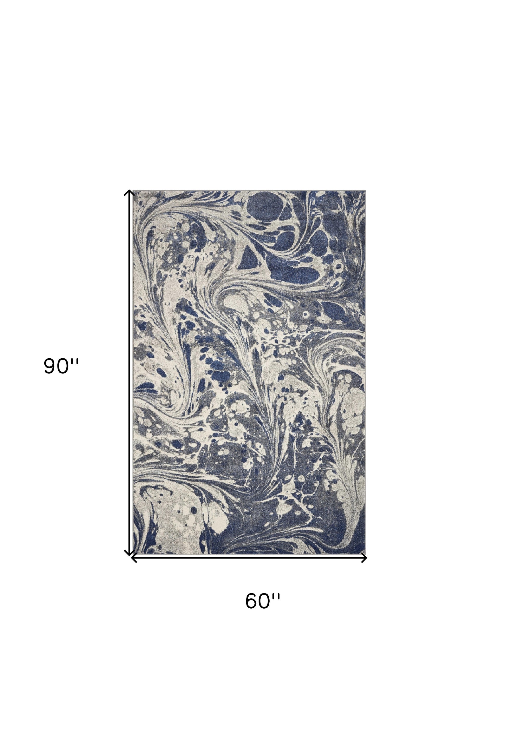 5' X 8' Blue Gray And Ivory Abstract Area Rug-Area Rugs-DECOROLALA