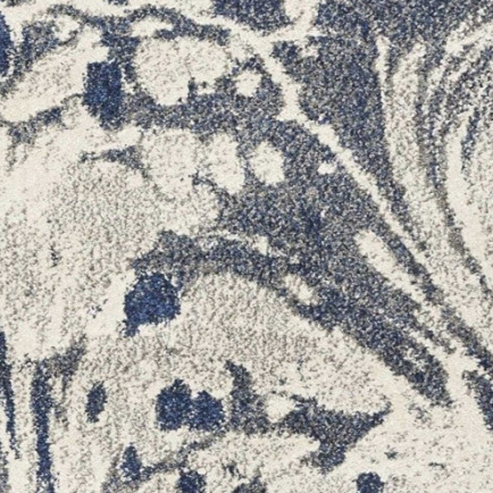 5' X 8' Blue Gray And Ivory Abstract Area Rug-Area Rugs-DECOROLALA