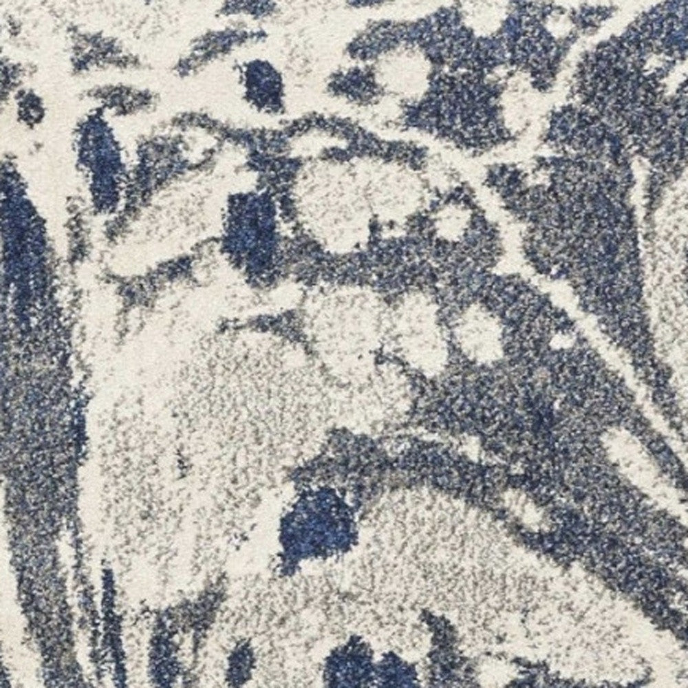 5' X 8' Blue Gray And Ivory Abstract Area Rug-Area Rugs-DECOROLALA