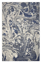 5' X 8' Blue Gray And Ivory Abstract Area Rug-Area Rugs-DECOROLALA